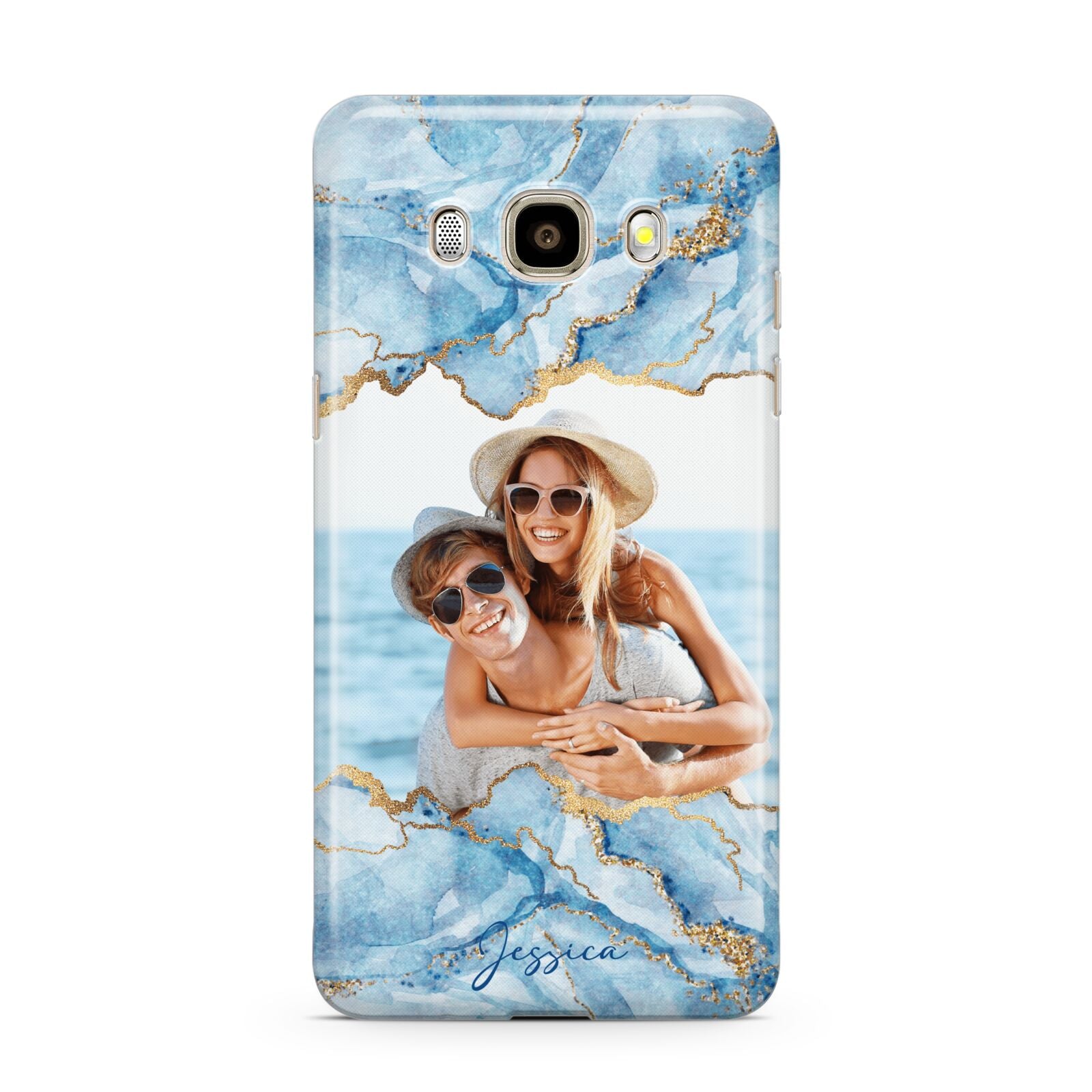 Personalised Photo Marble Samsung Galaxy J7 2016 Case on gold phone