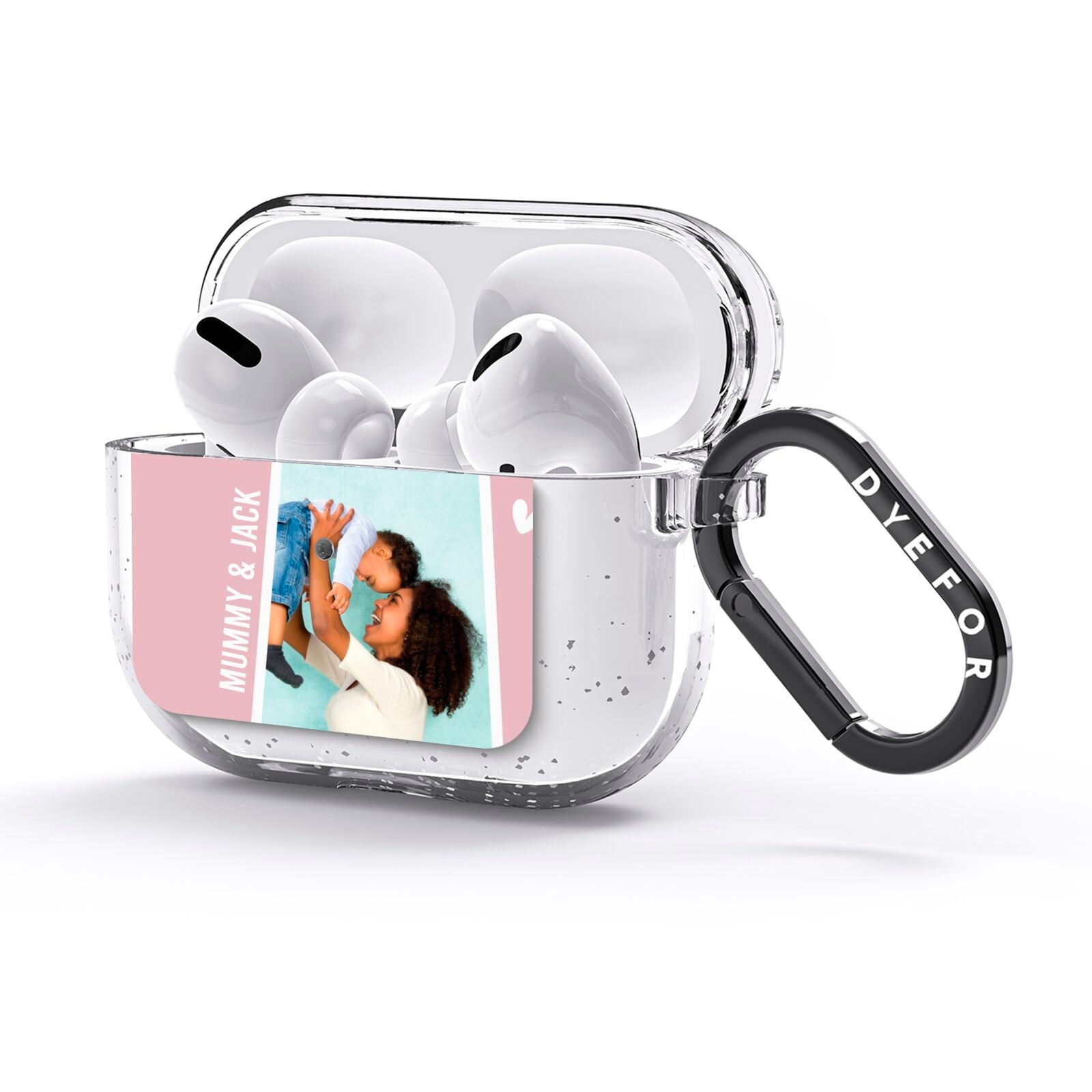 Personalised Photo Mummy and Child AirPods Glitter Case 3rd Gen Side Image
