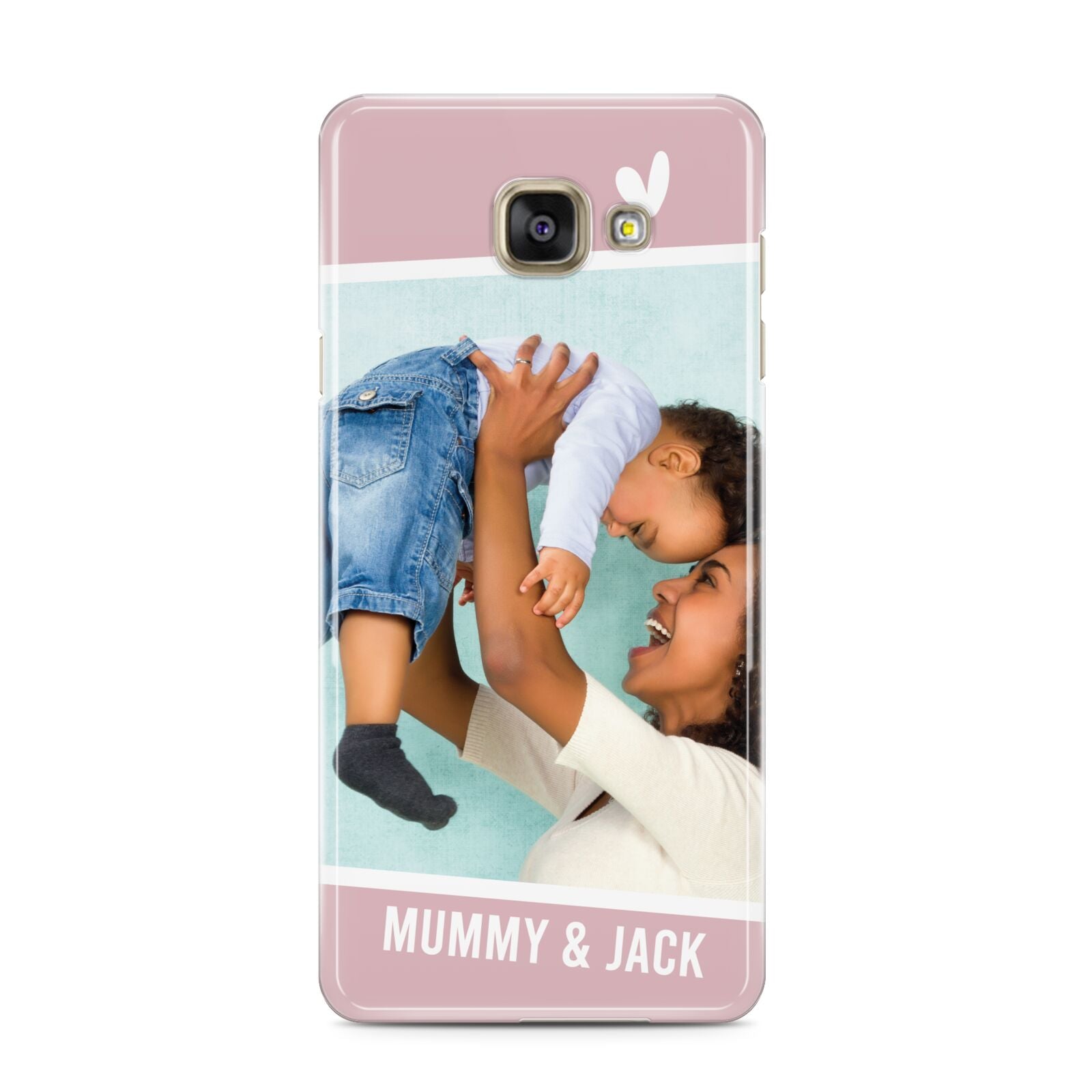 Personalised Photo Mummy and Child Samsung Galaxy A3 2016 Case on gold phone