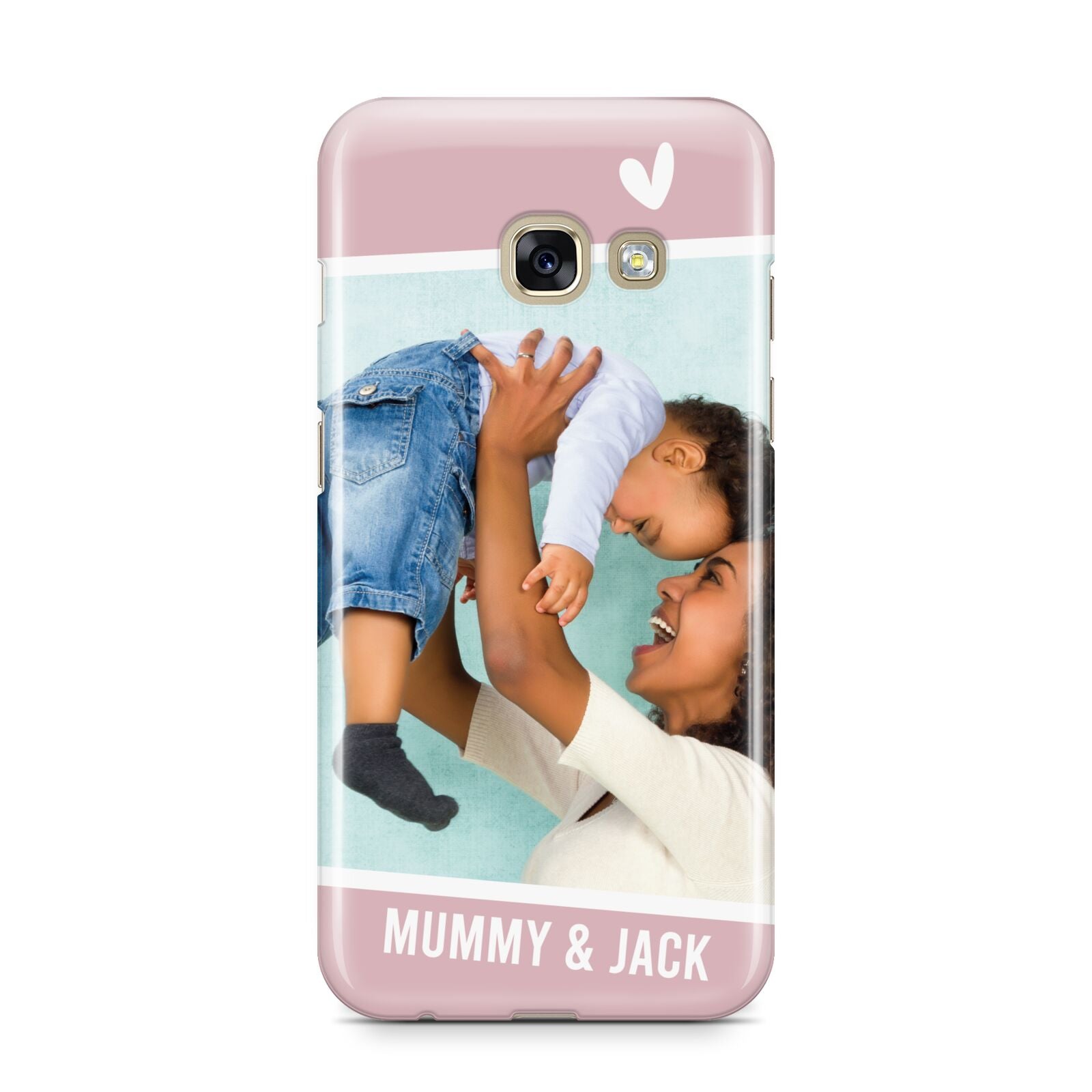 Personalised Photo Mummy and Child Samsung Galaxy A3 2017 Case on gold phone