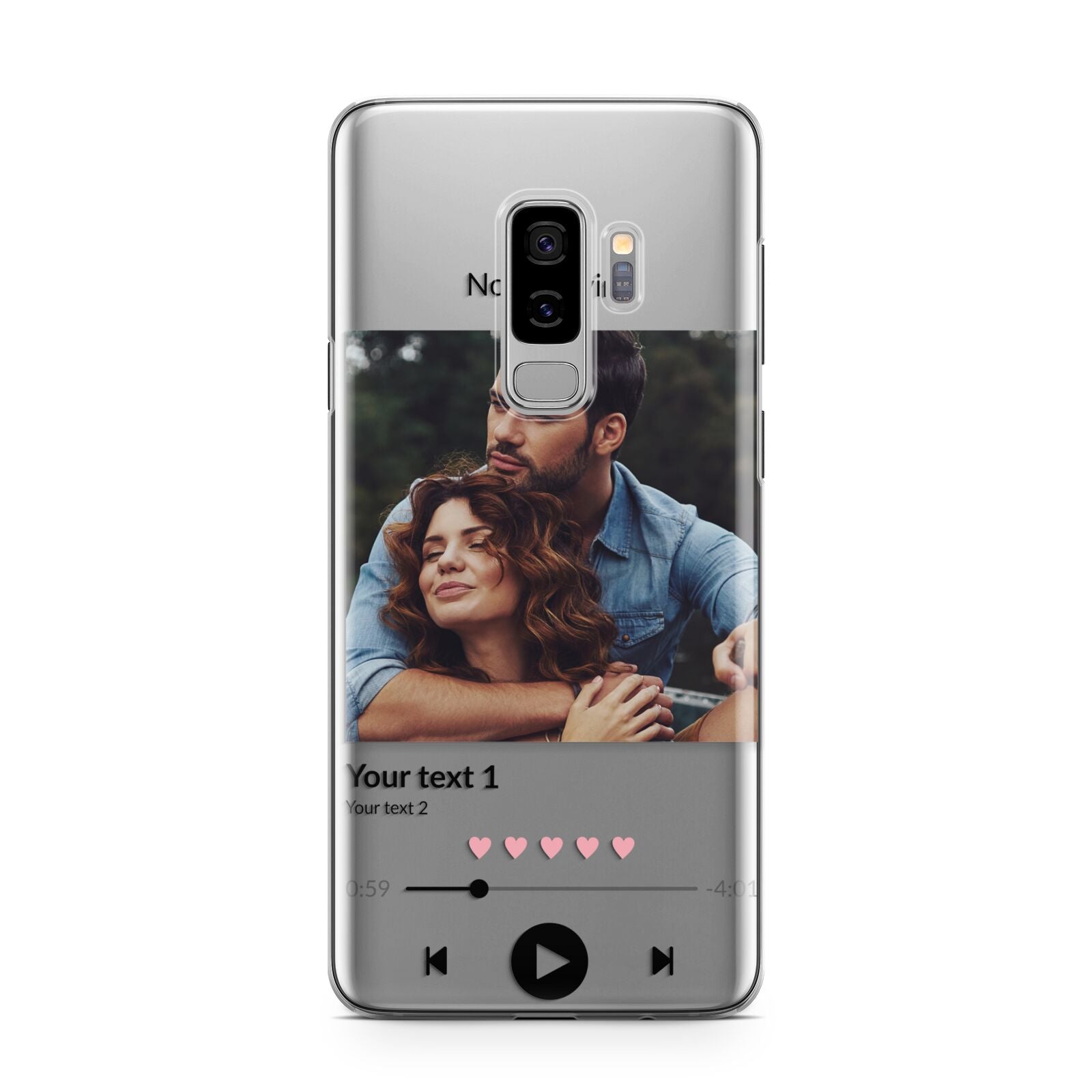 Personalised Photo Music Samsung Galaxy S9 Plus Case on Silver phone