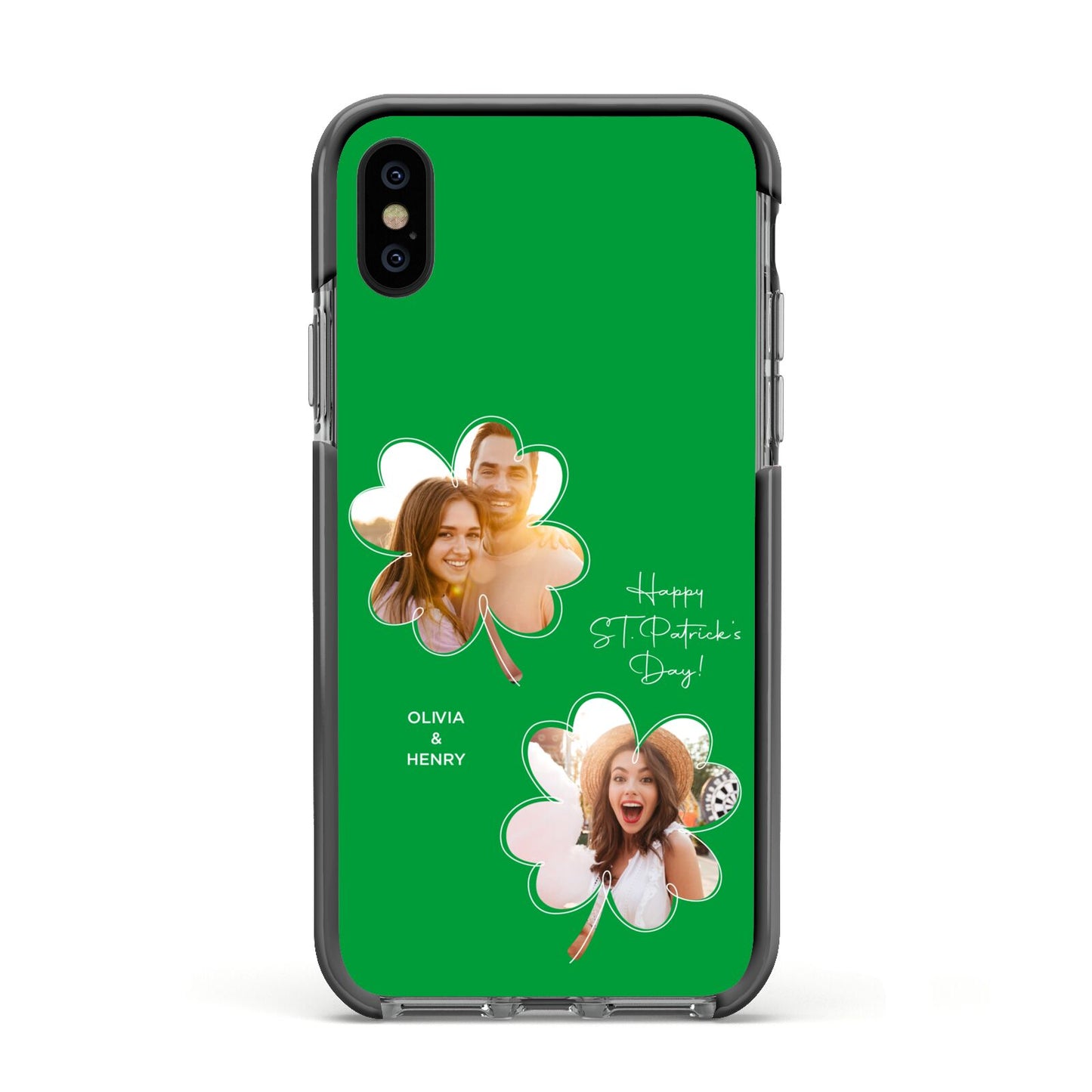 Personalised Photo St Patricks Day Apple iPhone Xs Impact Case Black Edge on Black Phone