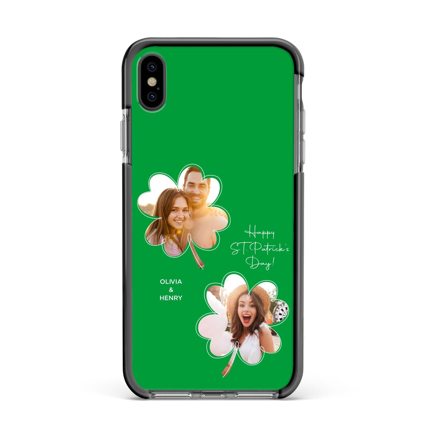 Personalised Photo St Patricks Day Apple iPhone Xs Max Impact Case Black Edge on Black Phone