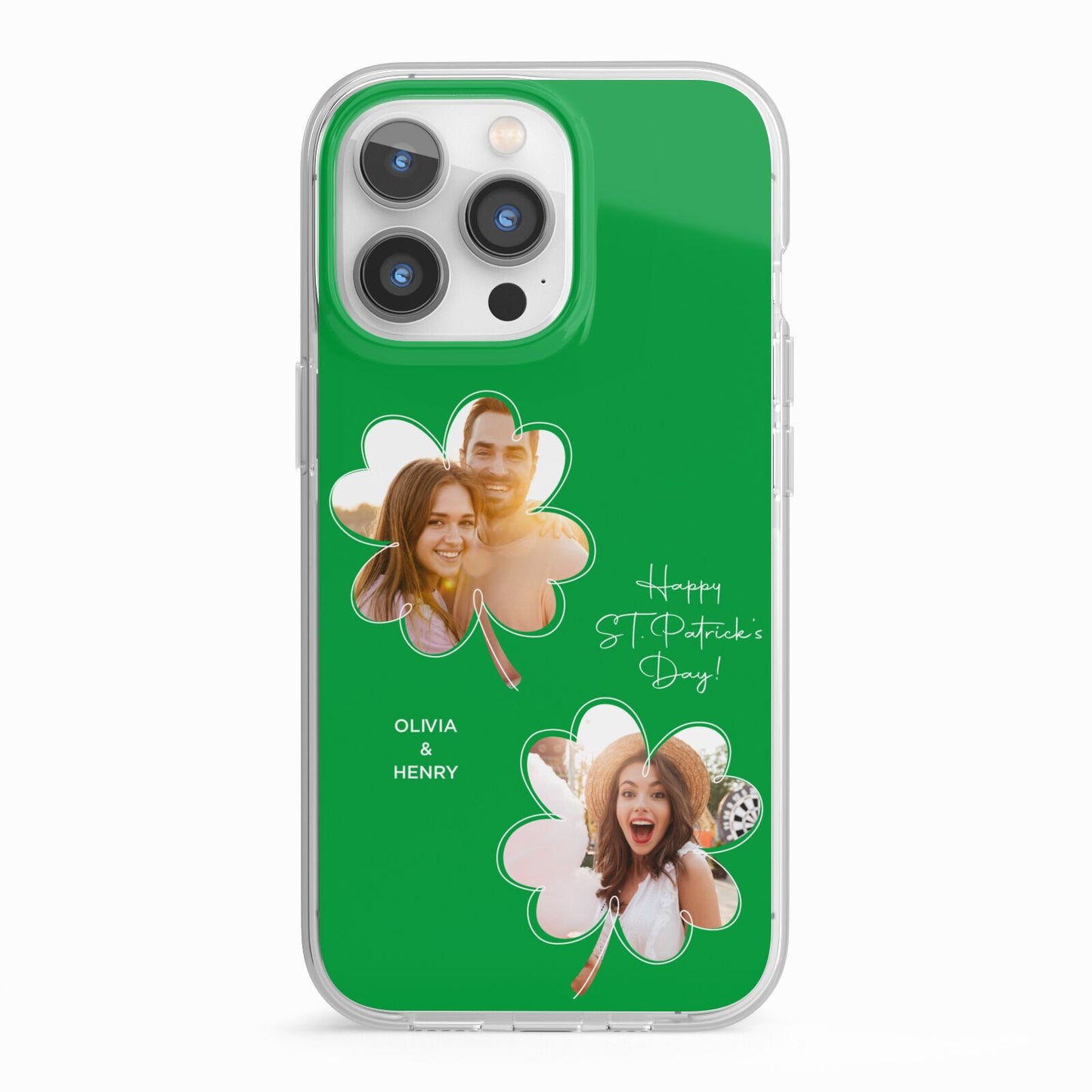 Personalised Photo St Patricks Day iPhone 13 Pro TPU Impact Case with White Edges