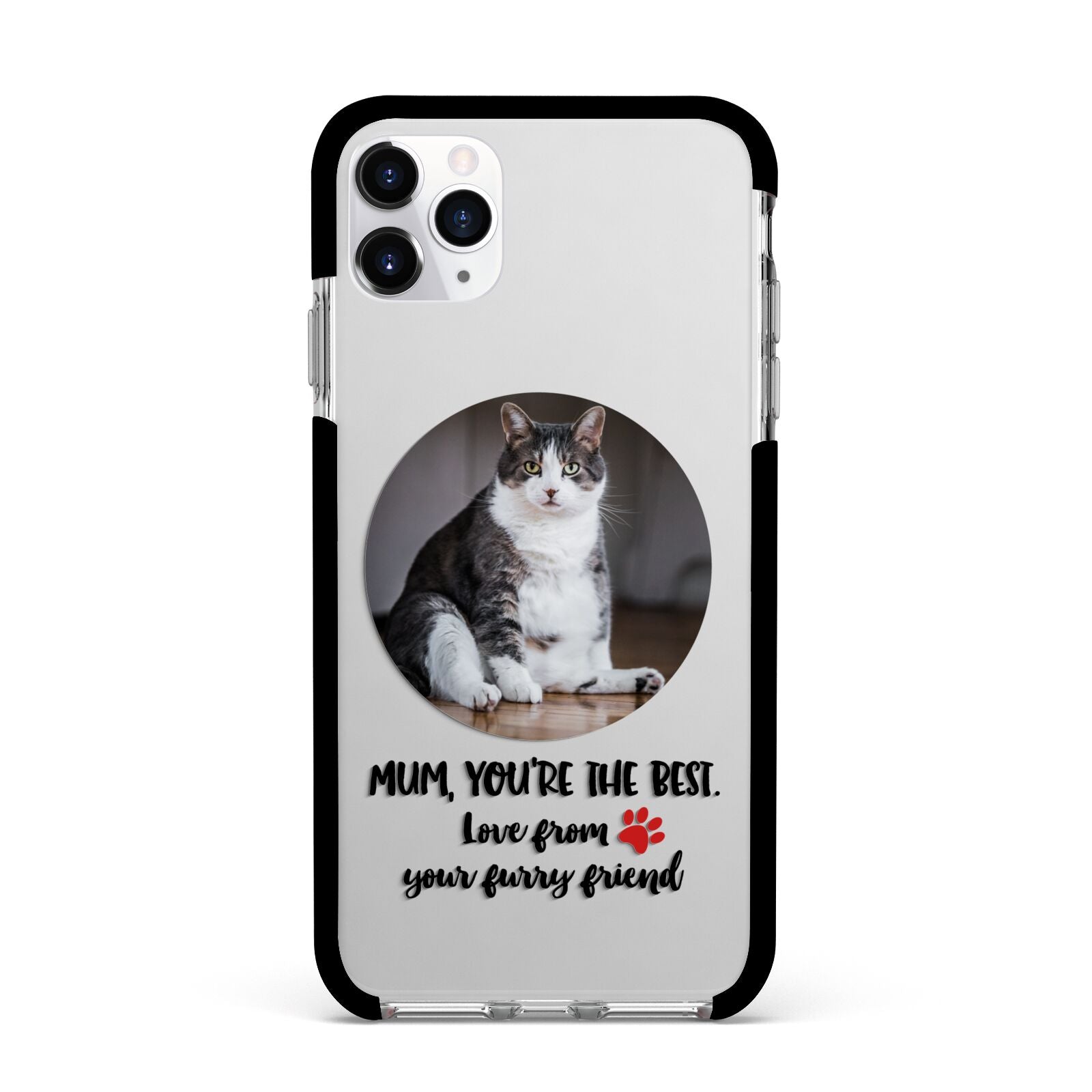 Personalised Photo Upload Cat Mum Apple iPhone 11 Pro Max in Silver with Black Impact Case