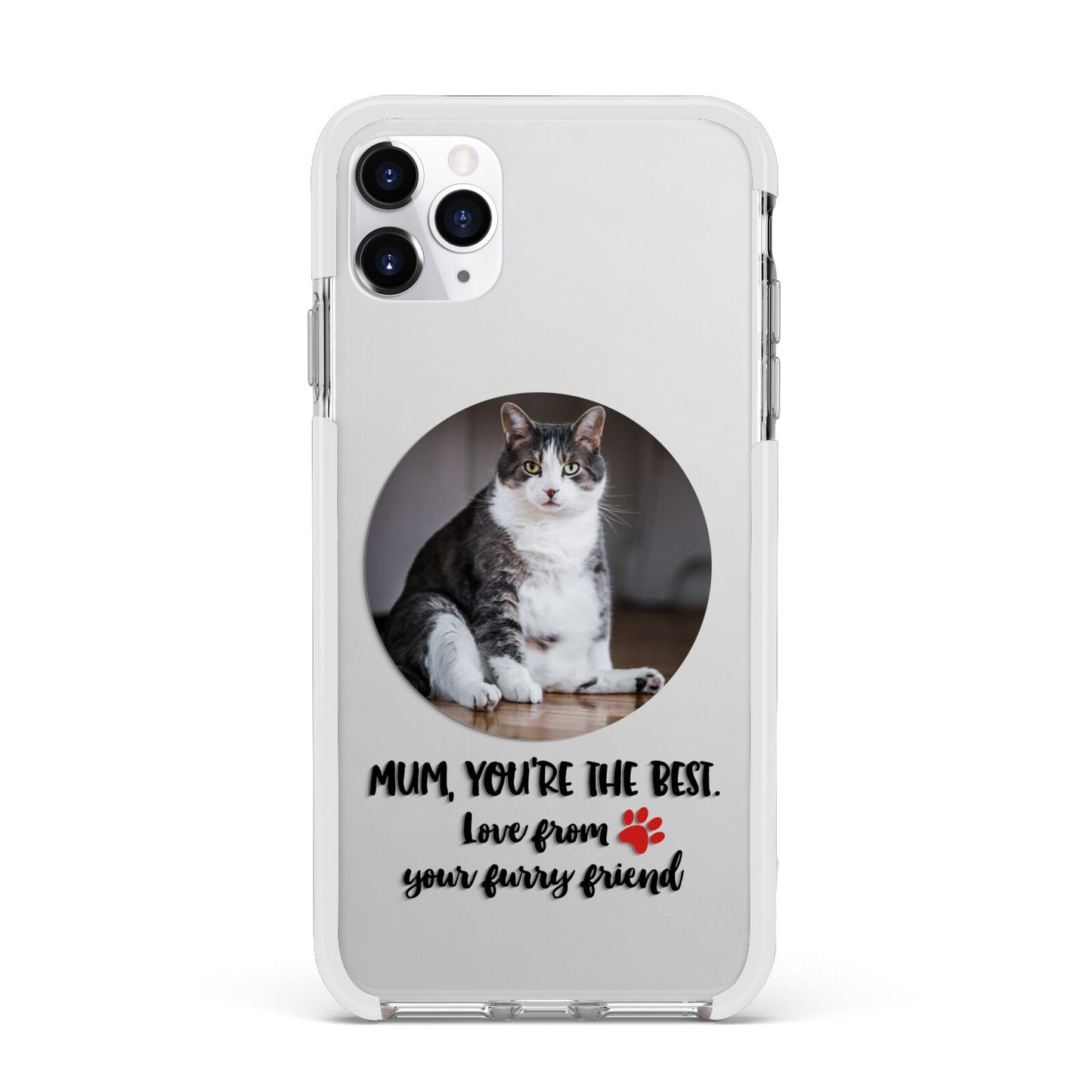 Personalised Photo Upload Cat Mum Apple iPhone 11 Pro Max in Silver with White Impact Case