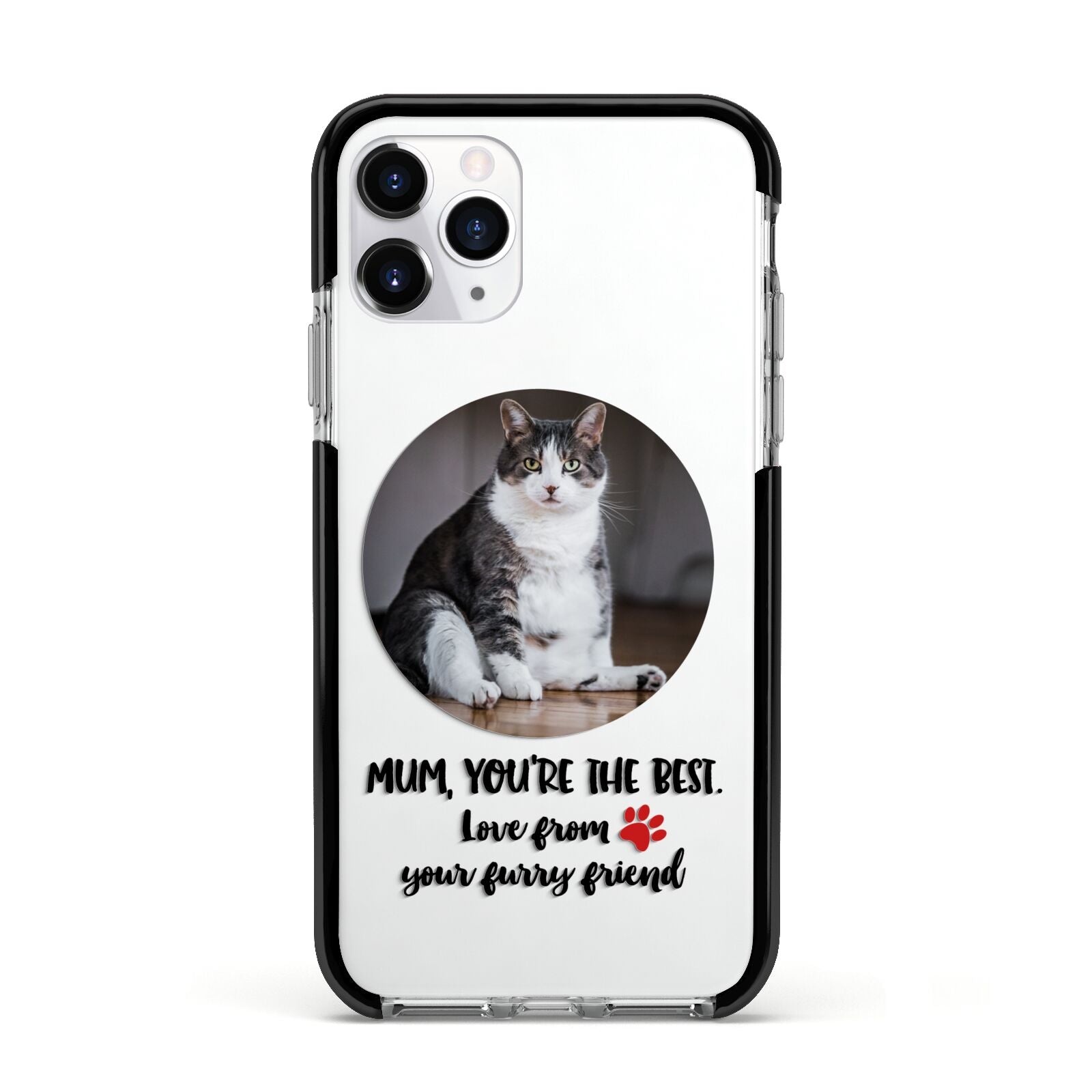 Personalised Photo Upload Cat Mum Apple iPhone 11 Pro in Silver with Black Impact Case