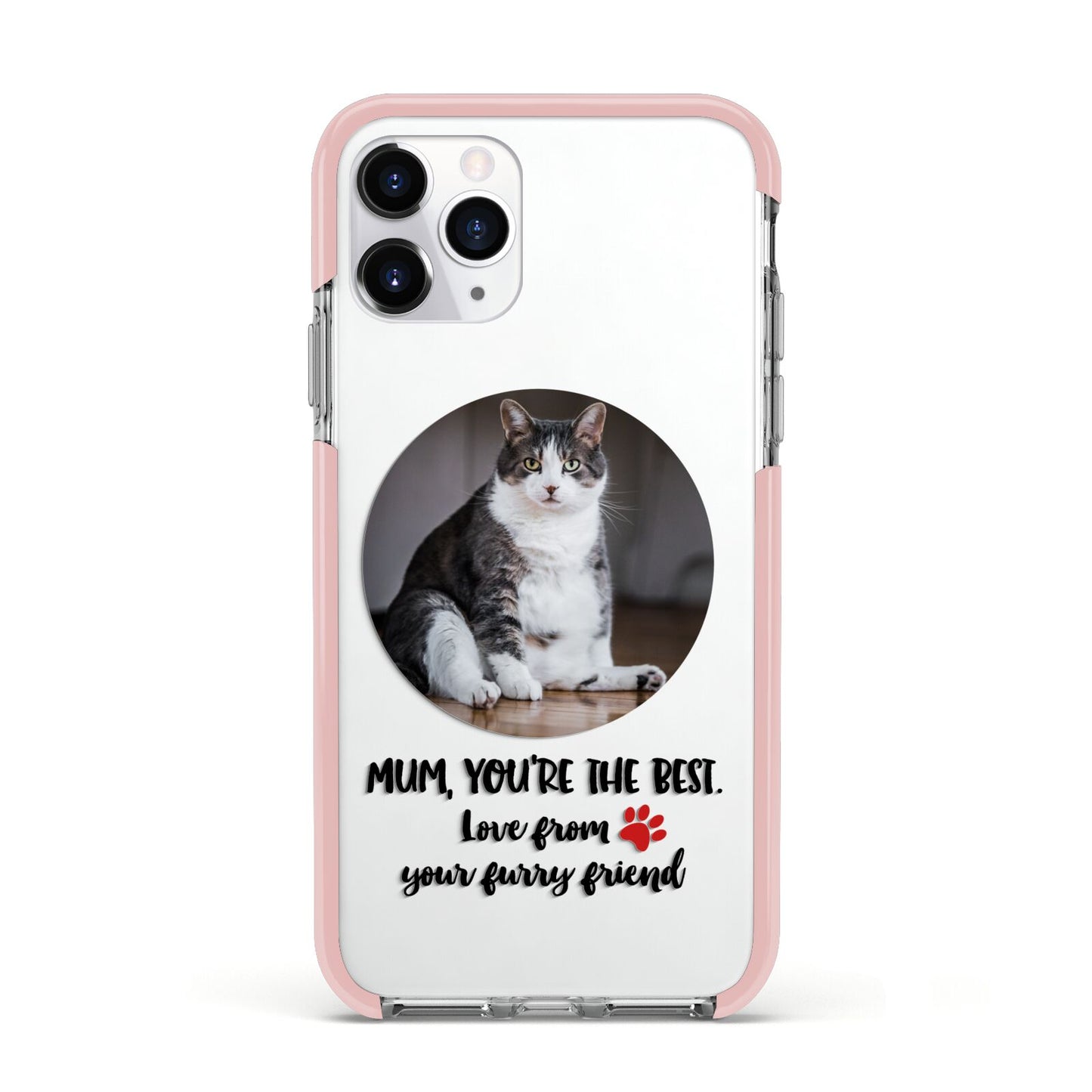 Personalised Photo Upload Cat Mum Apple iPhone 11 Pro in Silver with Pink Impact Case