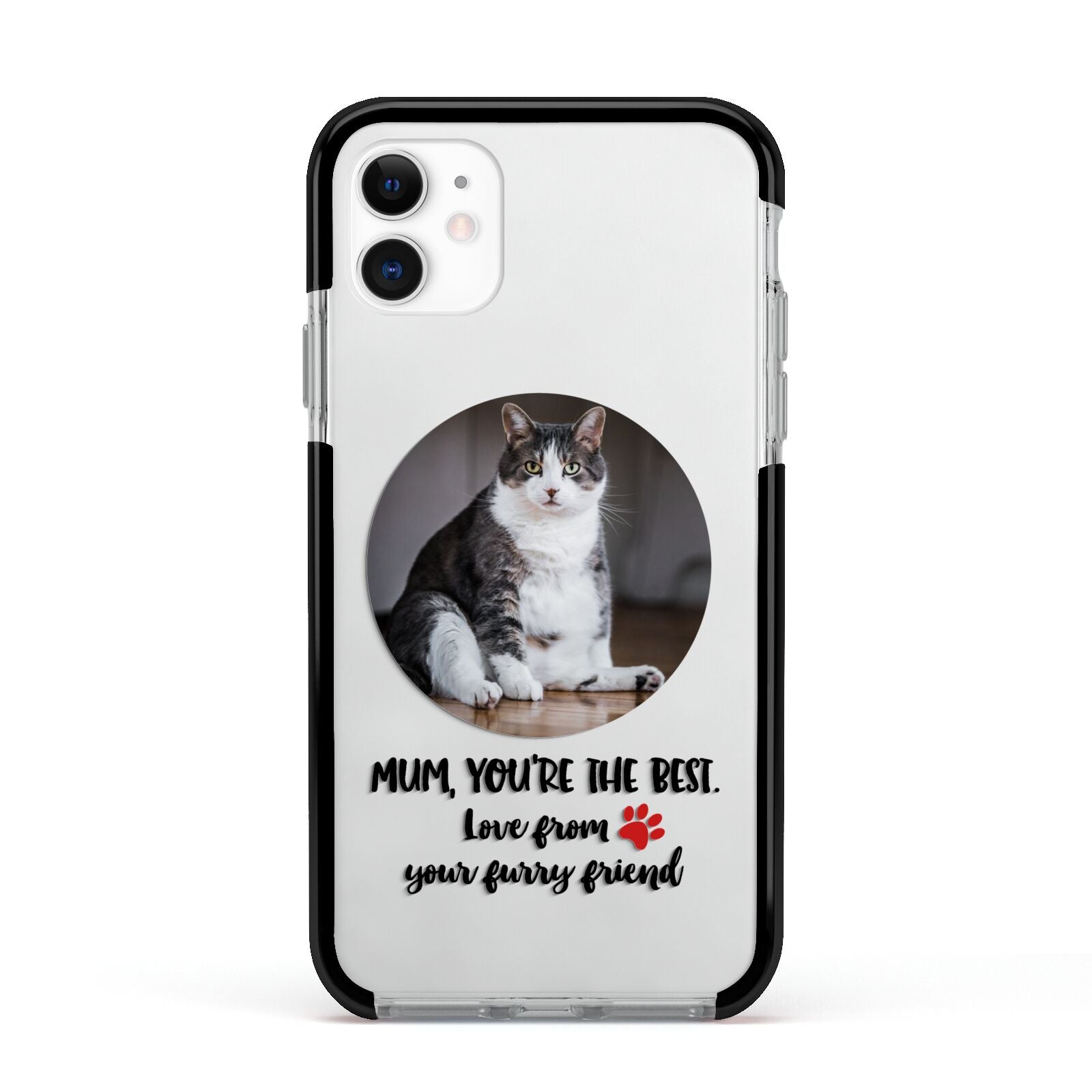 Personalised Photo Upload Cat Mum Apple iPhone 11 in White with Black Impact Case