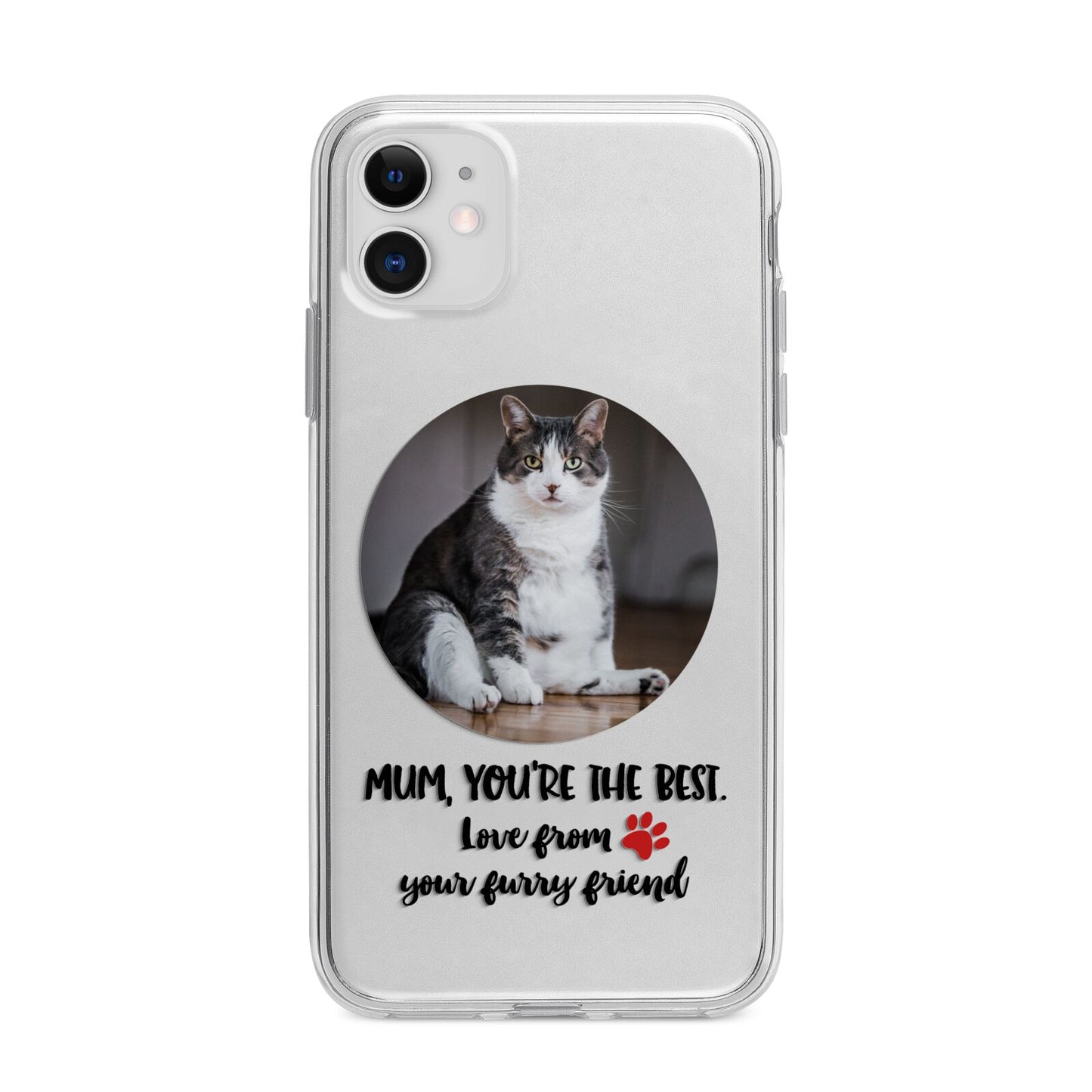 Personalised Photo Upload Cat Mum Apple iPhone 11 in White with Bumper Case