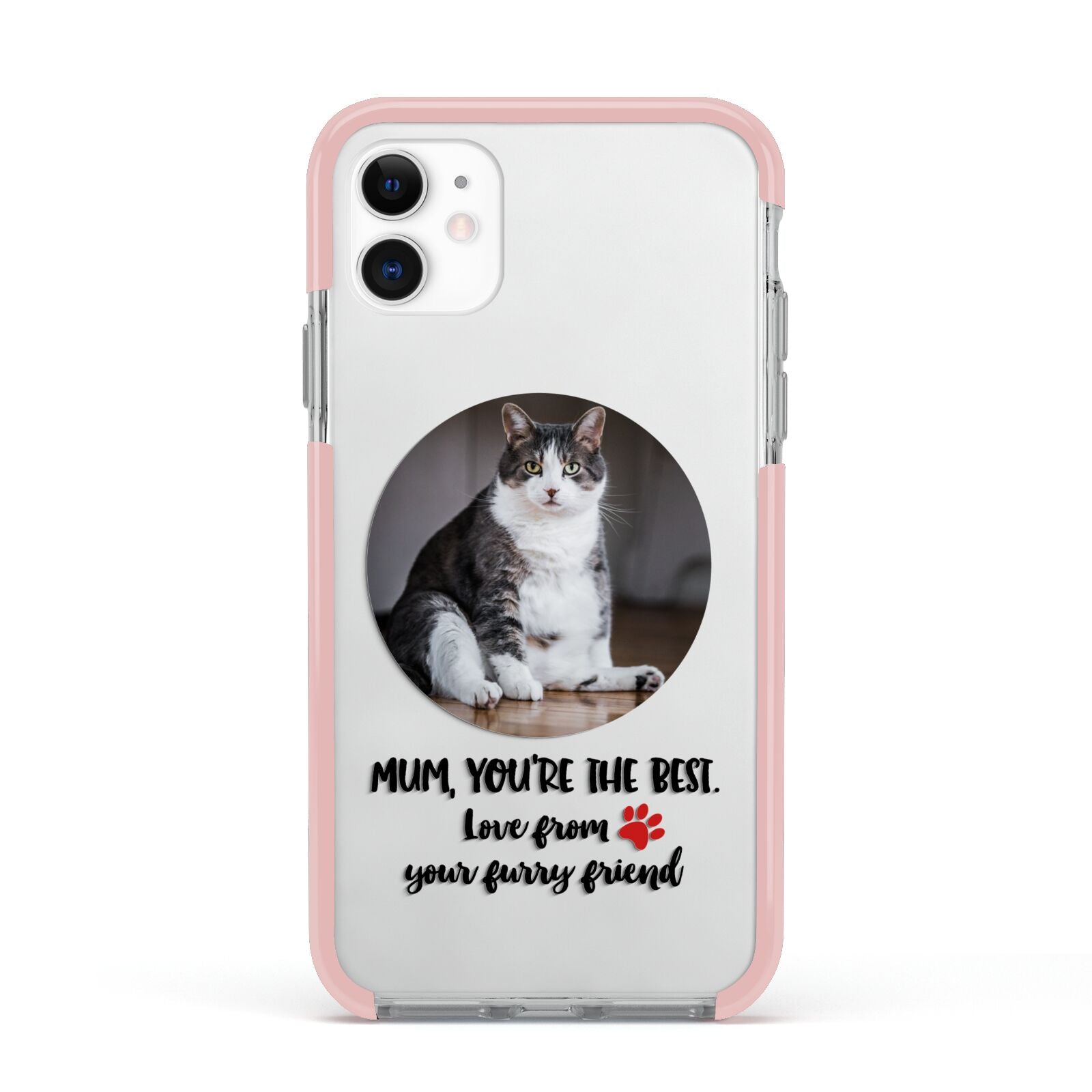 Personalised Photo Upload Cat Mum Apple iPhone 11 in White with Pink Impact Case