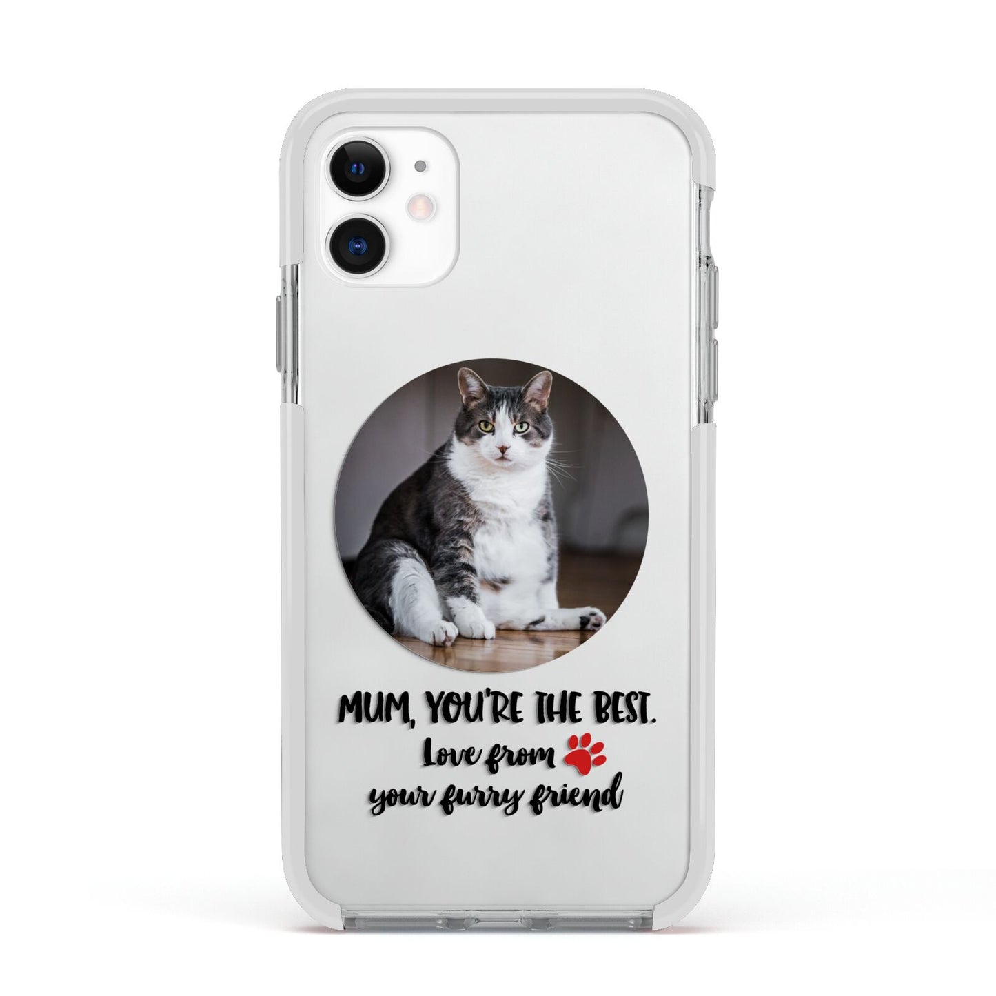 Personalised Photo Upload Cat Mum Apple iPhone 11 in White with White Impact Case