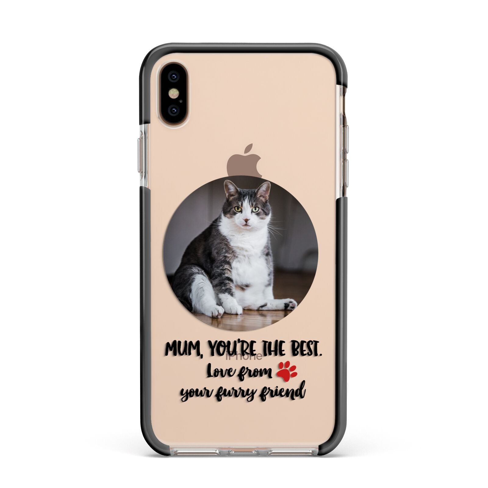 Personalised Photo Upload Cat Mum Apple iPhone Xs Max Impact Case Black Edge on Gold Phone