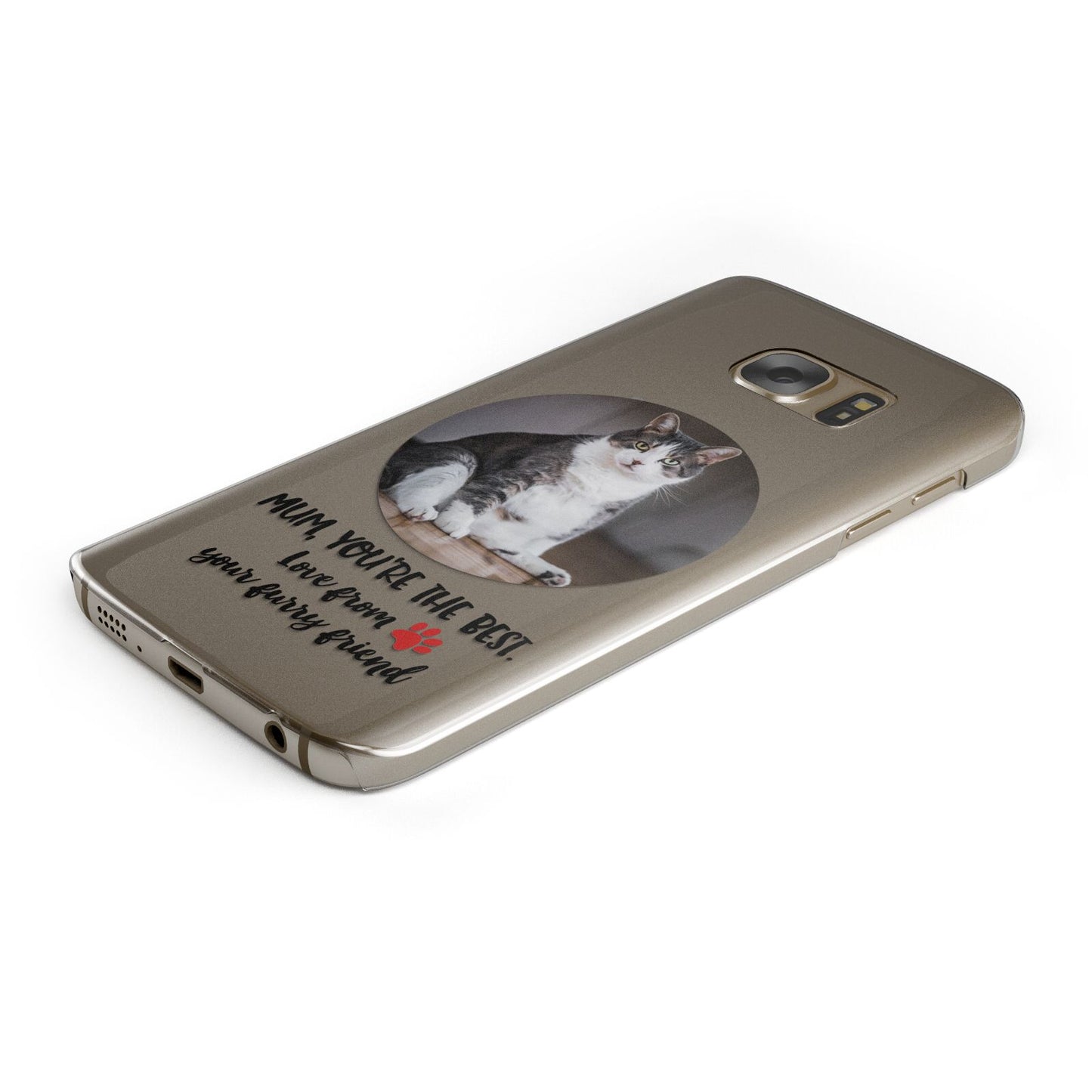 Personalised Photo Upload Cat Mum Protective Samsung Galaxy Case Angled Image