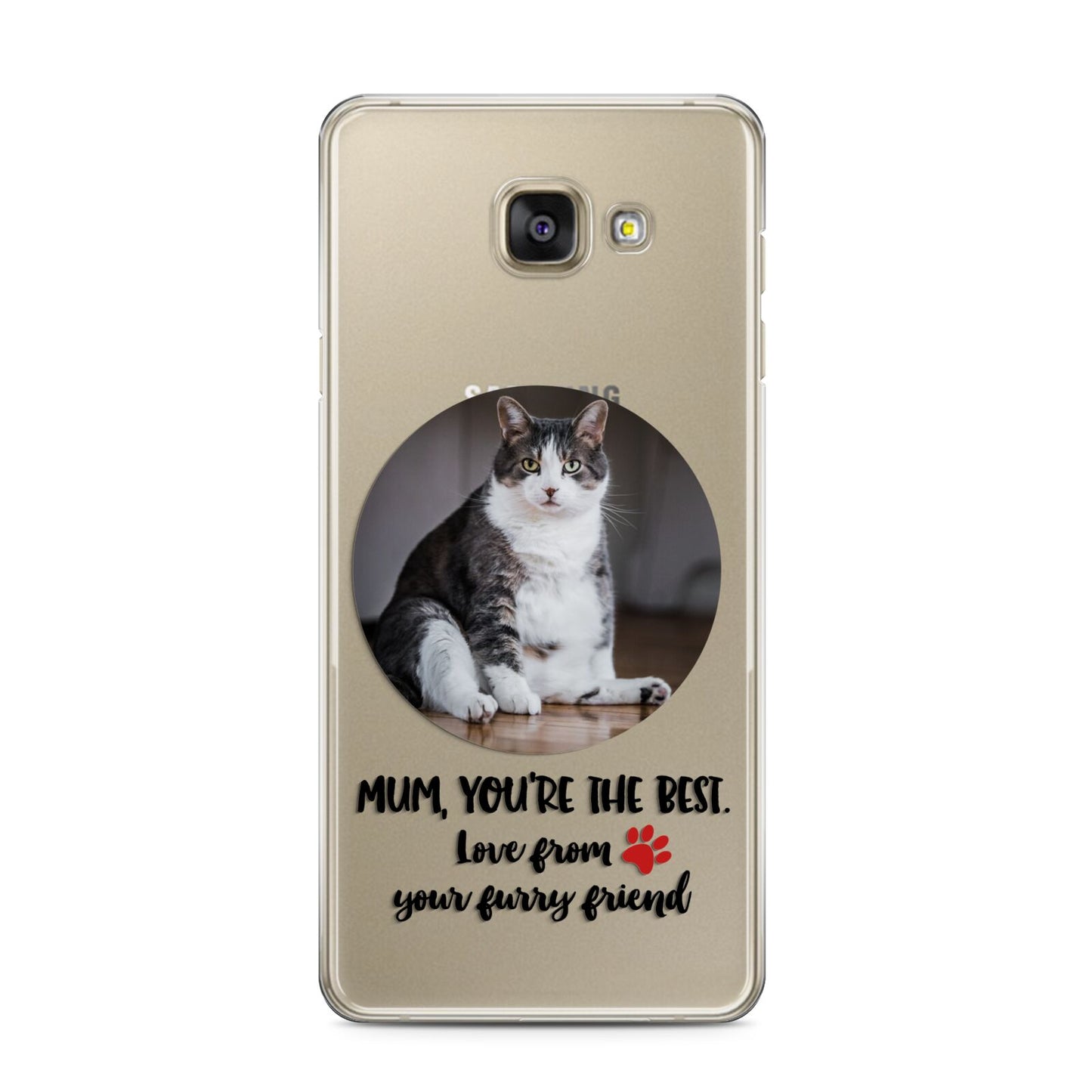 Personalised Photo Upload Cat Mum Samsung Galaxy A3 2016 Case on gold phone