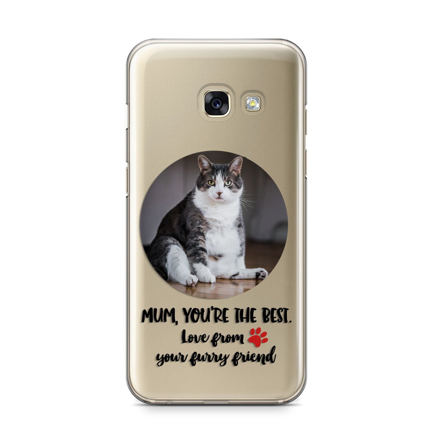 Personalised Photo Upload Cat Mum Samsung Galaxy A3 2017 Case on gold phone