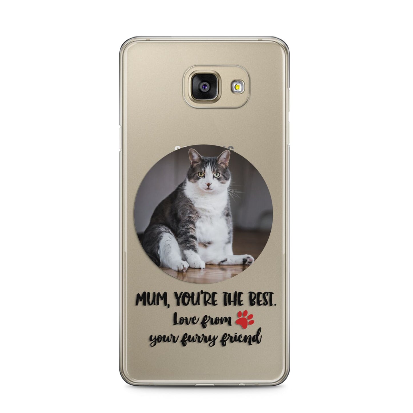 Personalised Photo Upload Cat Mum Samsung Galaxy A5 2016 Case on gold phone