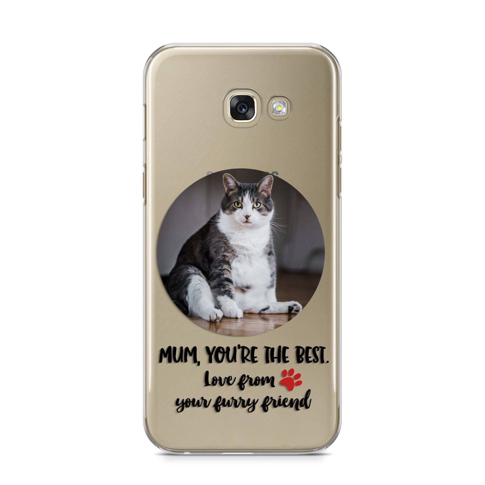 Personalised Photo Upload Cat Mum Samsung Galaxy A5 2017 Case on gold phone