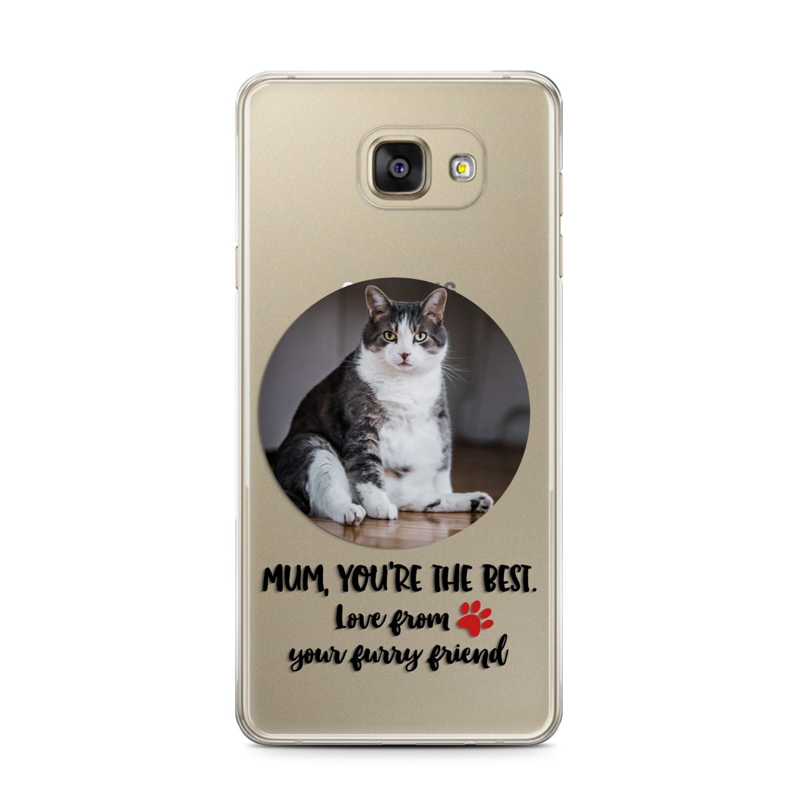 Personalised Photo Upload Cat Mum Samsung Galaxy A7 2016 Case on gold phone