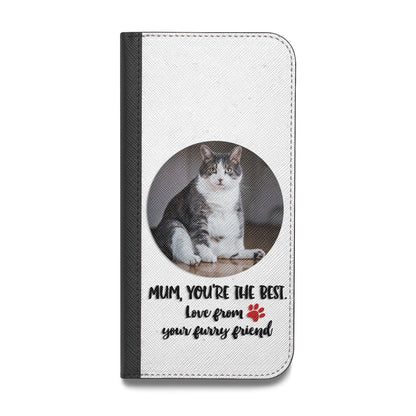 Personalised Photo Upload Cat Mum Vegan Leather Flip iPhone Case