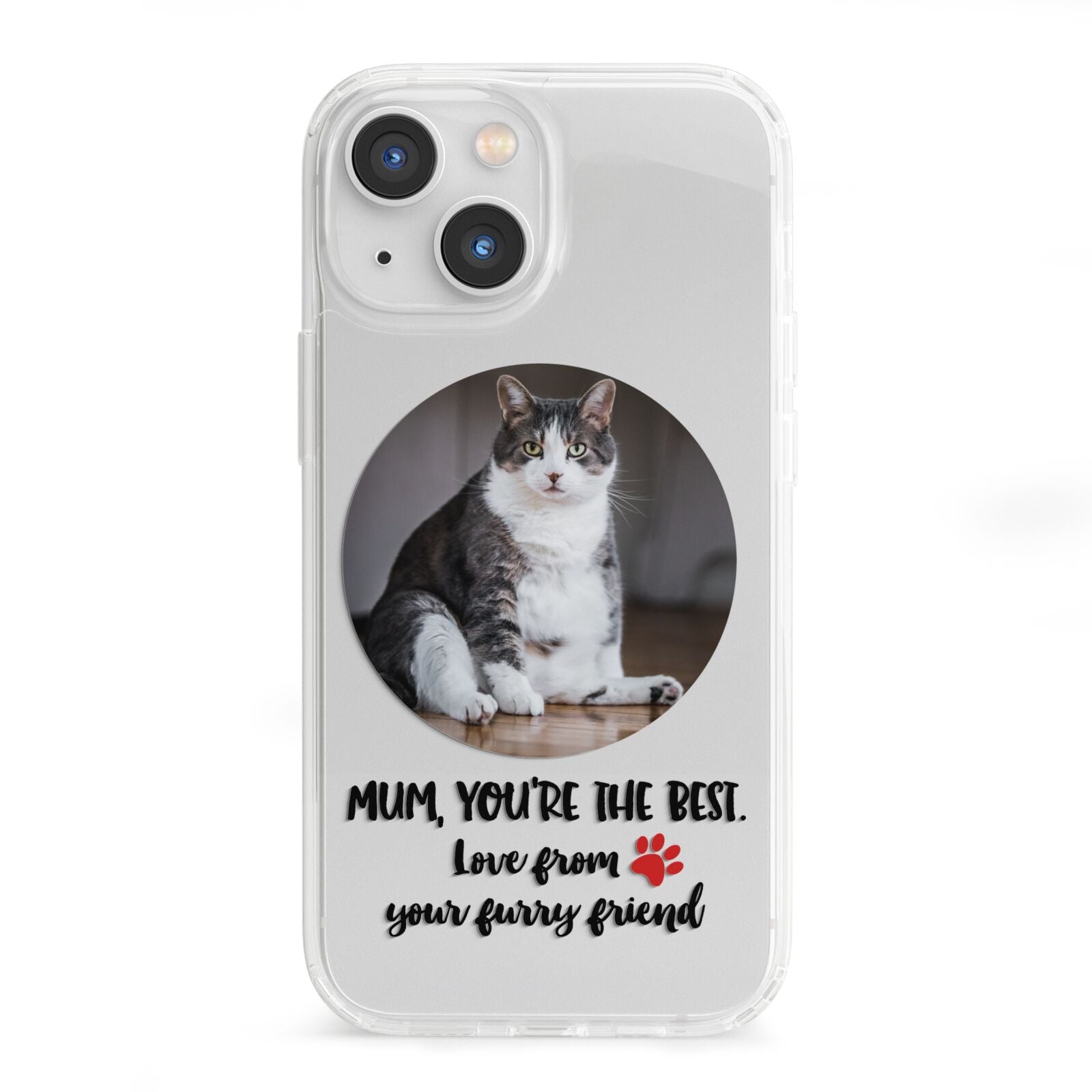 Personalised Photo Upload Cat Mum iPhone 13 Mini Clear Bumper Case