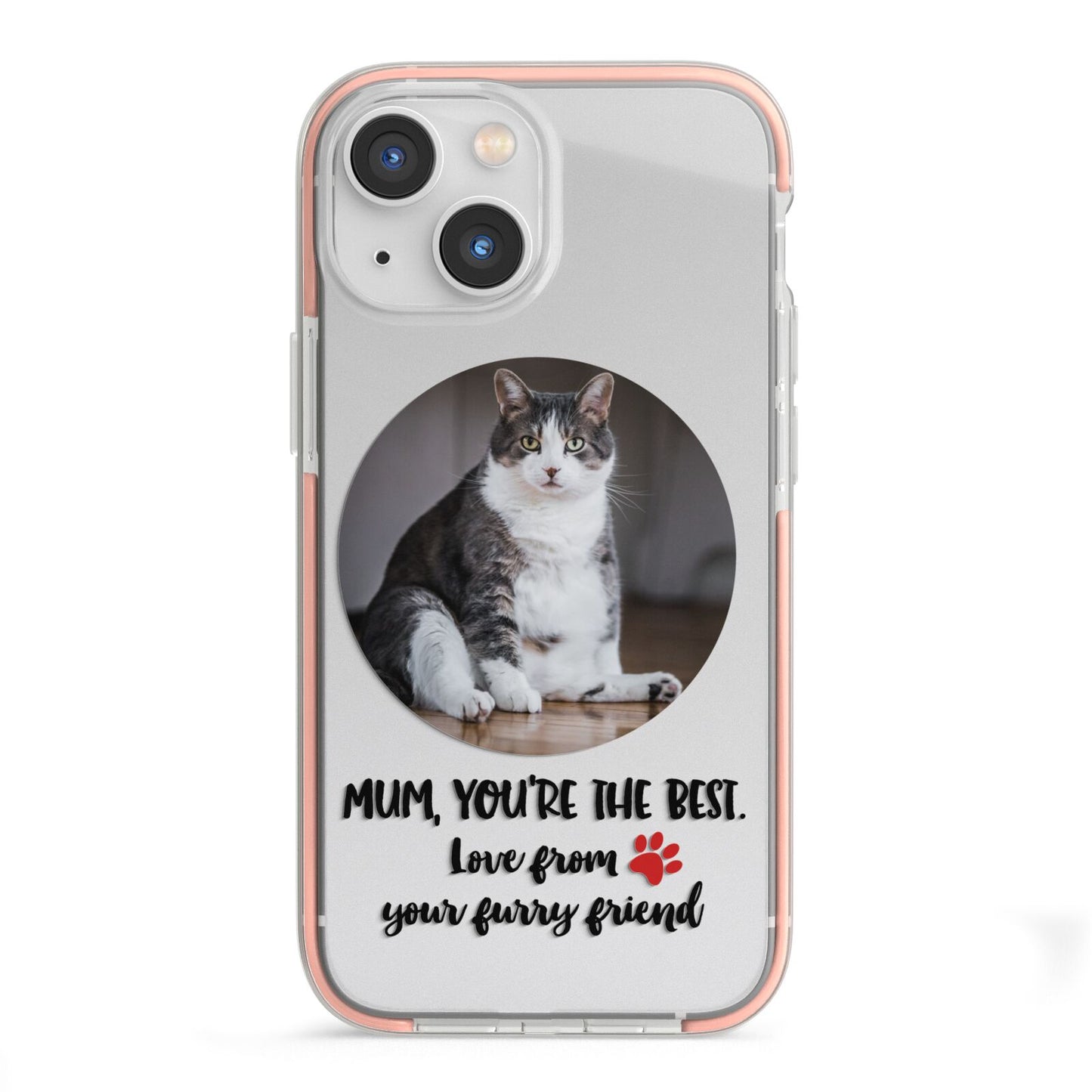 Personalised Photo Upload Cat Mum iPhone 13 Mini TPU Impact Case with Pink Edges