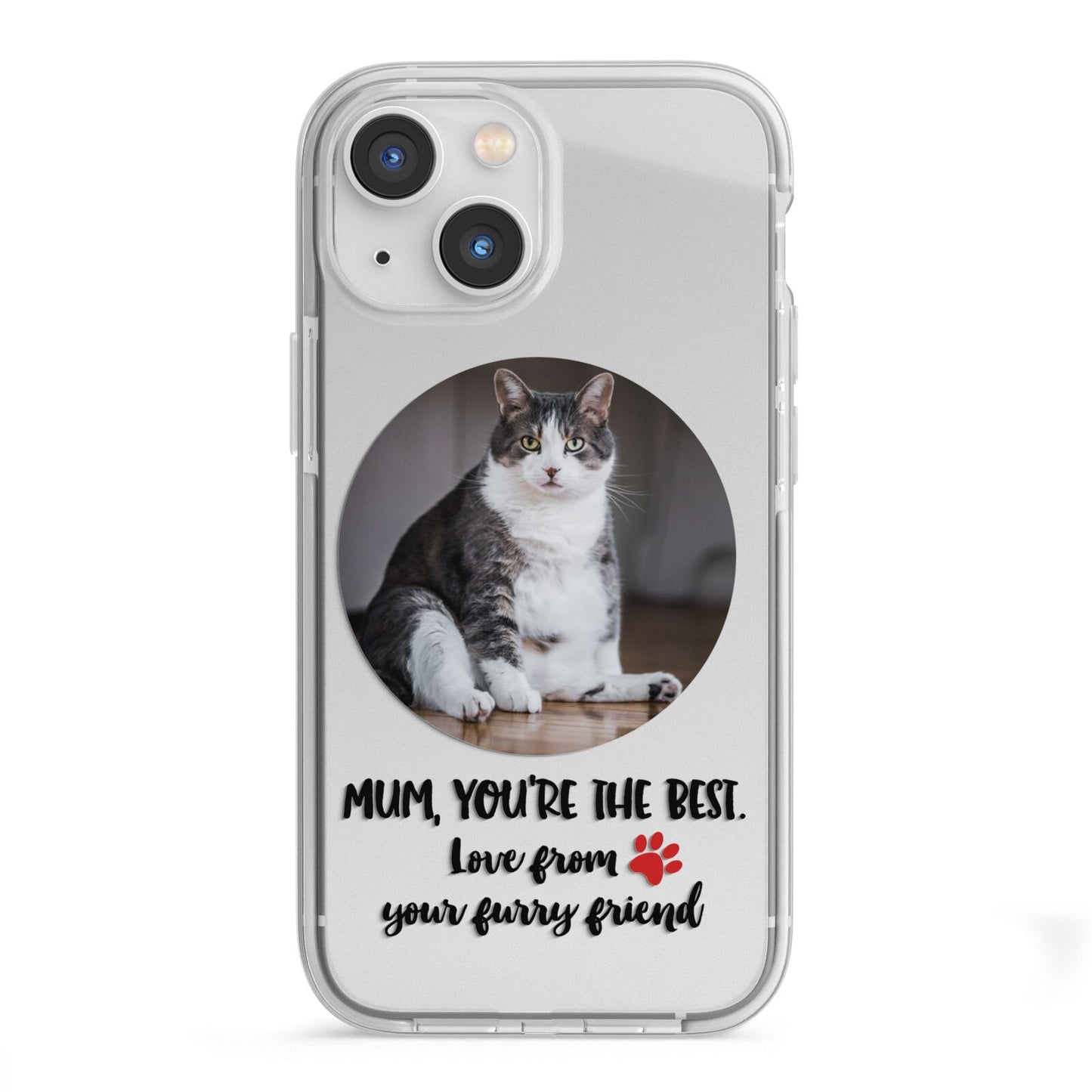 Personalised Photo Upload Cat Mum iPhone 13 Mini TPU Impact Case with White Edges