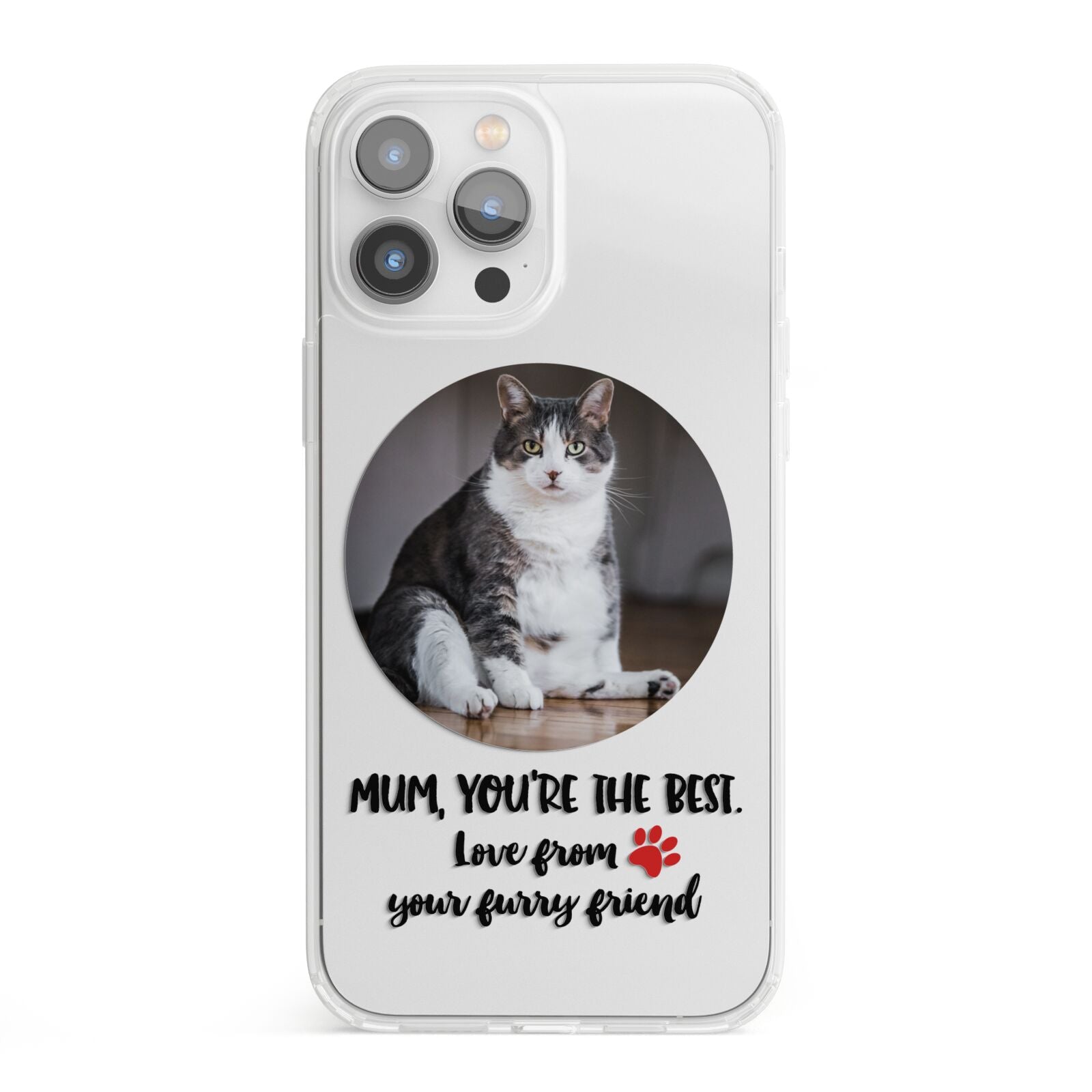 Personalised Photo Upload Cat Mum iPhone 13 Pro Max Clear Bumper Case