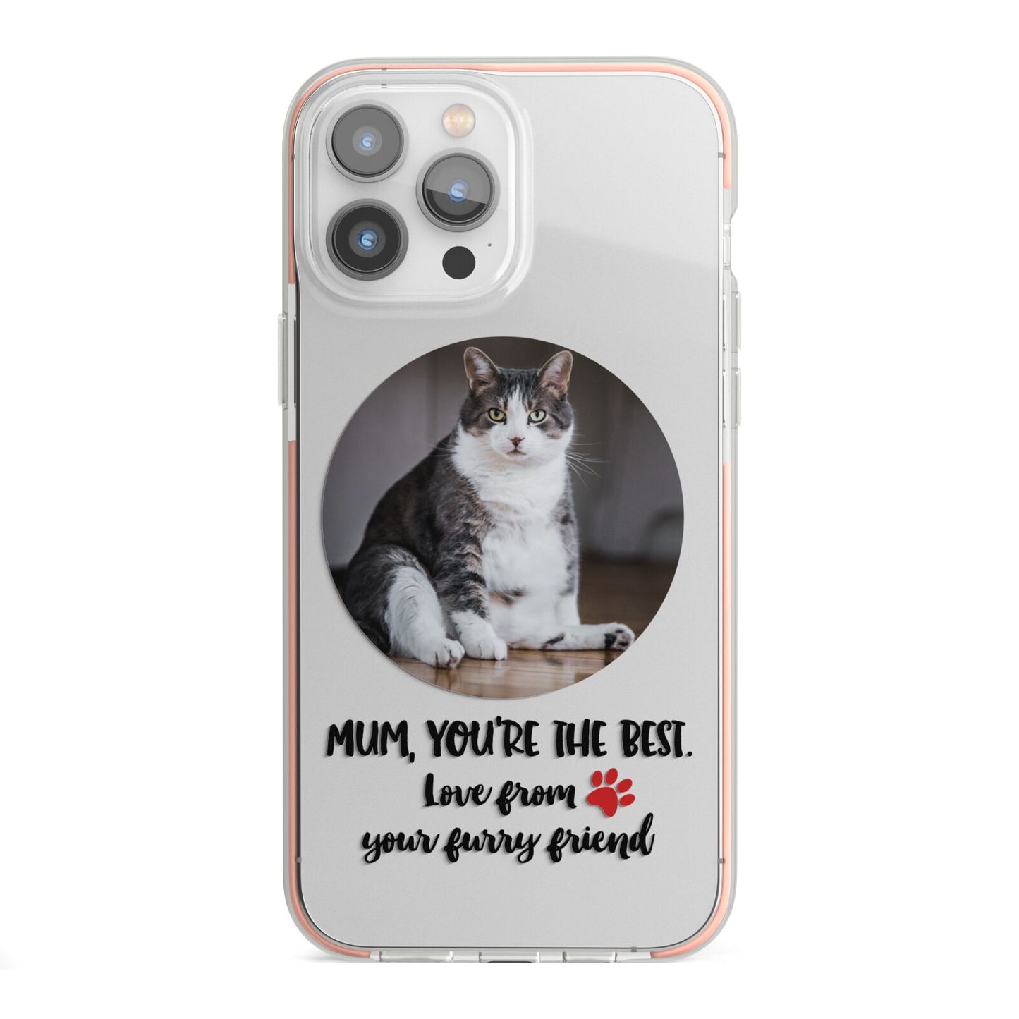 Personalised Photo Upload Cat Mum iPhone 13 Pro Max TPU Impact Case with Pink Edges