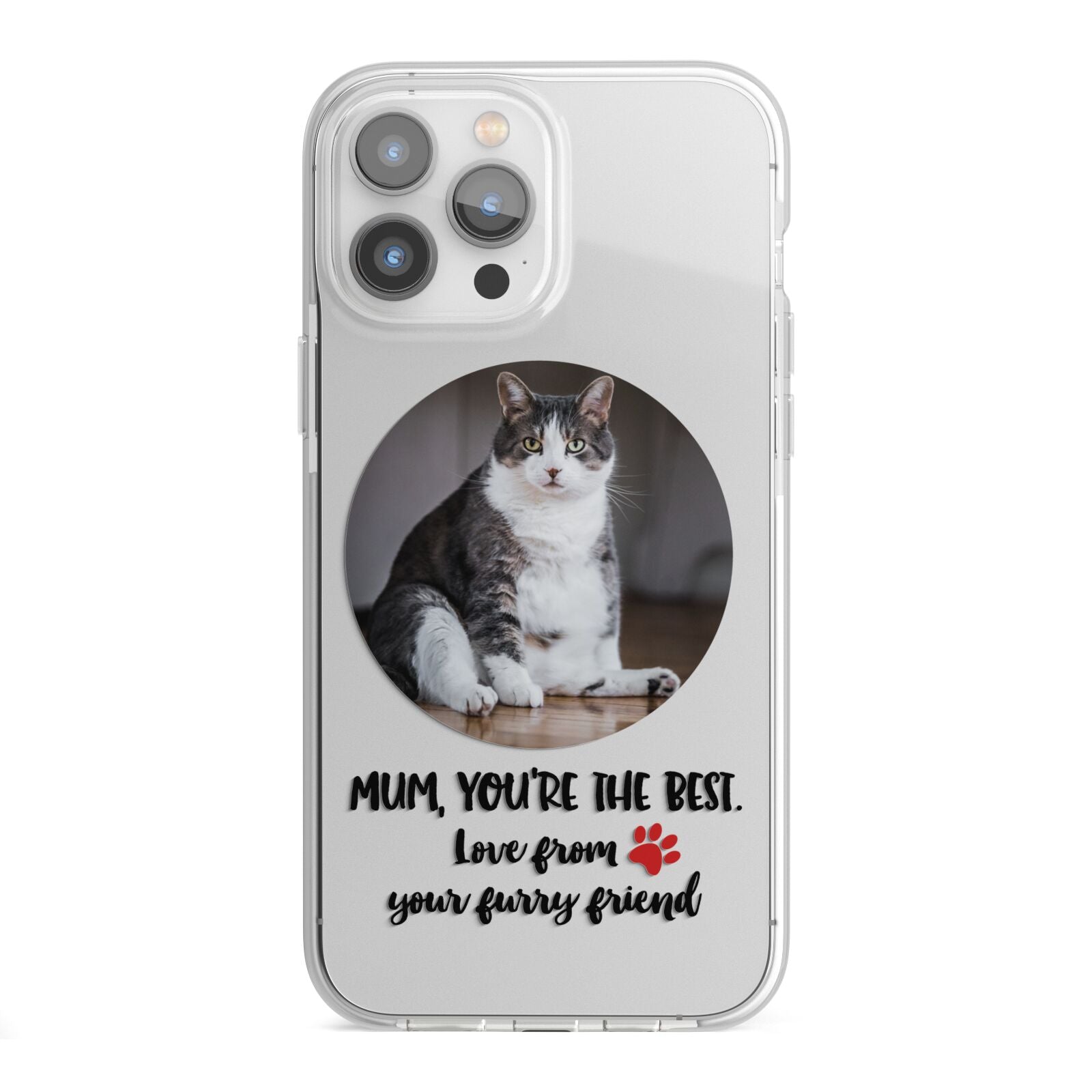 Personalised Photo Upload Cat Mum iPhone 13 Pro Max TPU Impact Case with White Edges