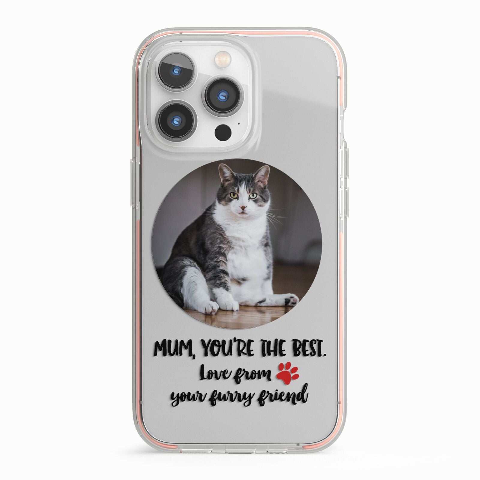 Personalised Photo Upload Cat Mum iPhone 13 Pro TPU Impact Case with Pink Edges