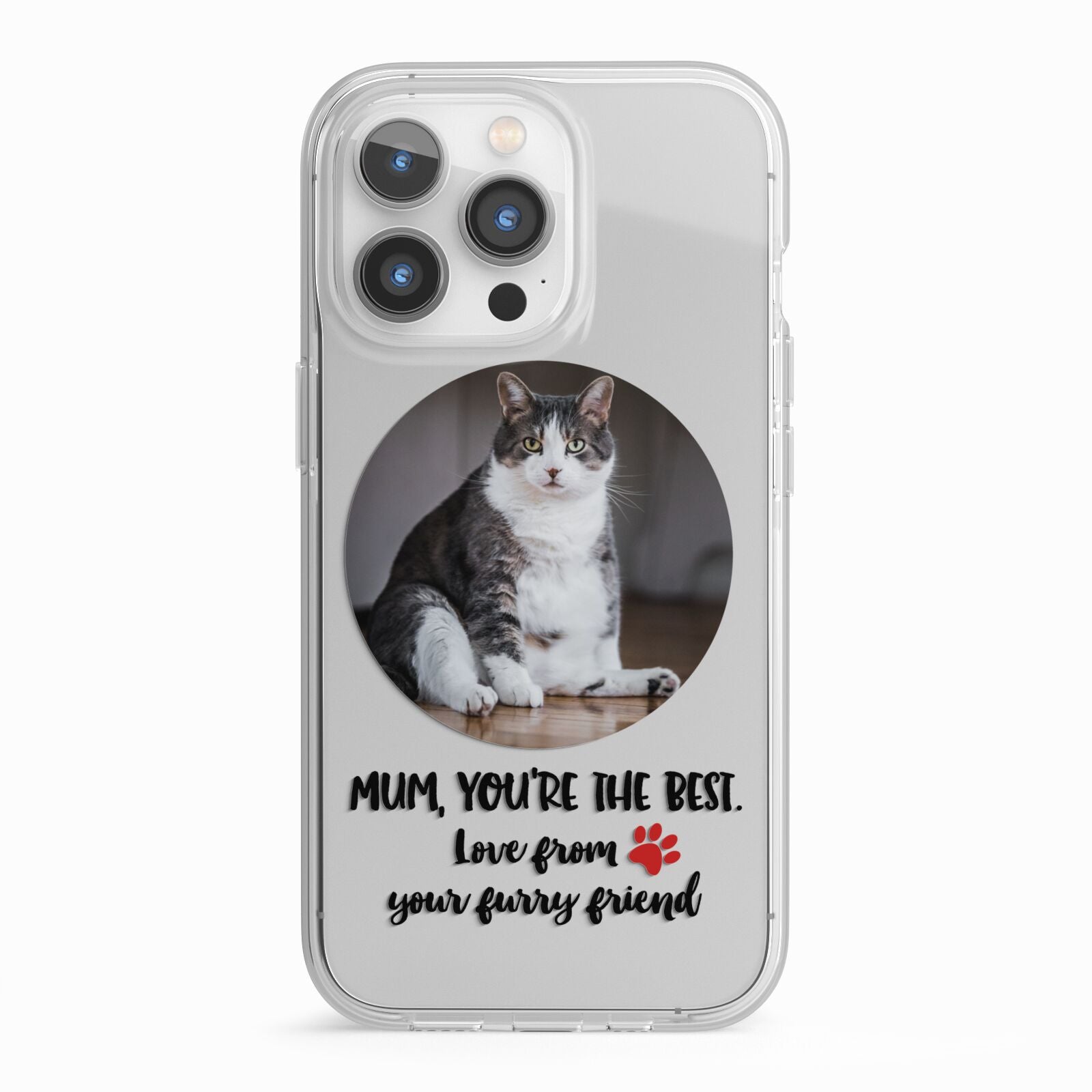 Personalised Photo Upload Cat Mum iPhone 13 Pro TPU Impact Case with White Edges