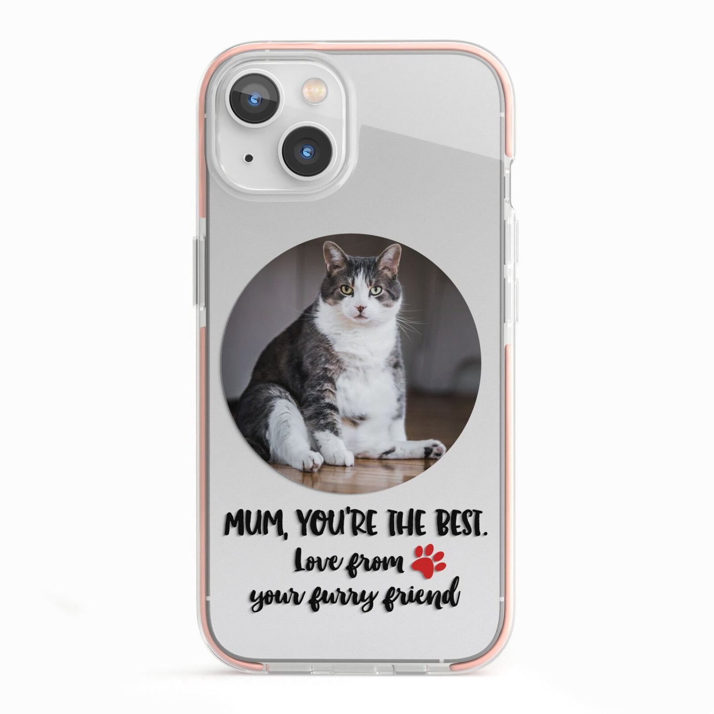 Personalised Photo Upload Cat Mum iPhone 13 TPU Impact Case with Pink Edges