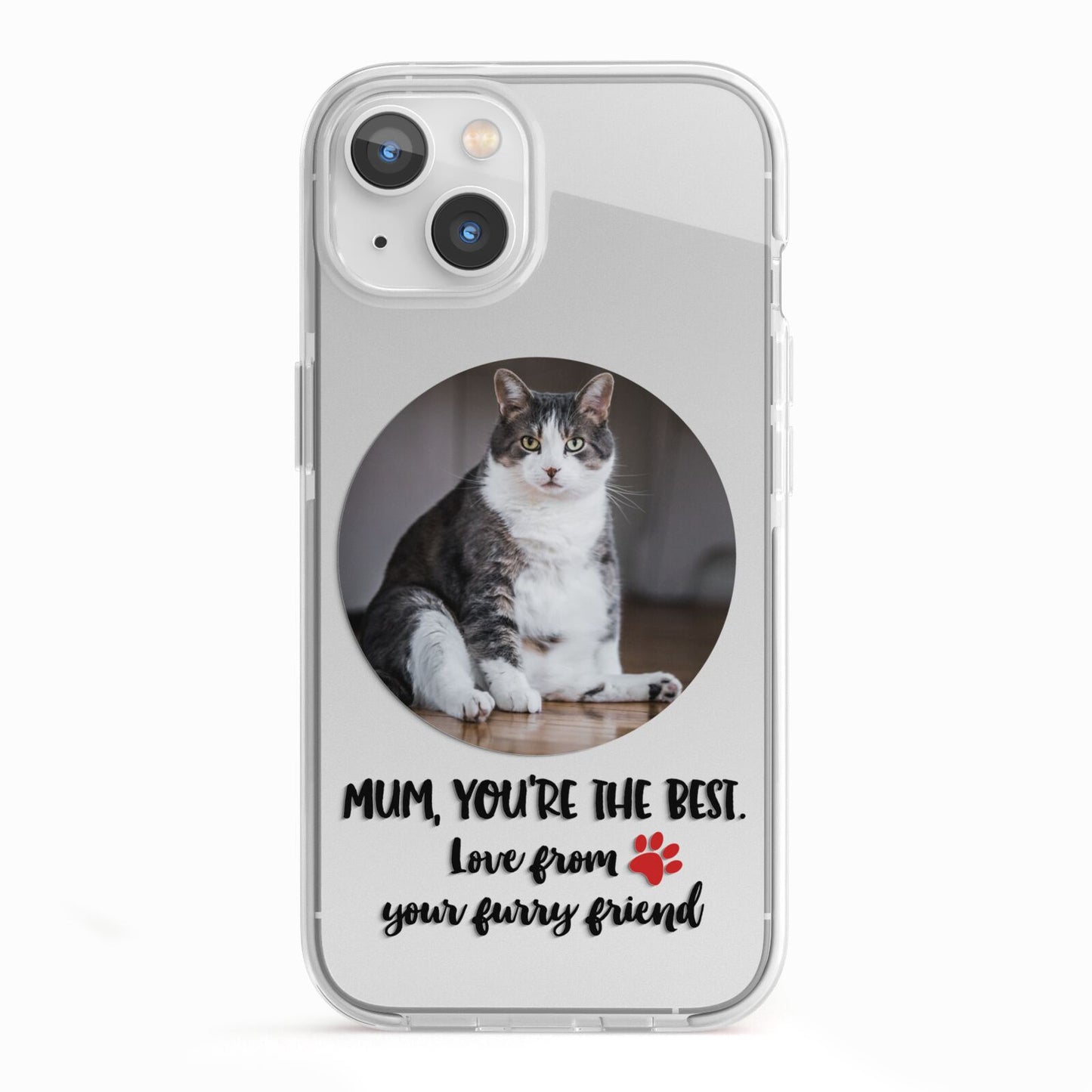 Personalised Photo Upload Cat Mum iPhone 13 TPU Impact Case with White Edges