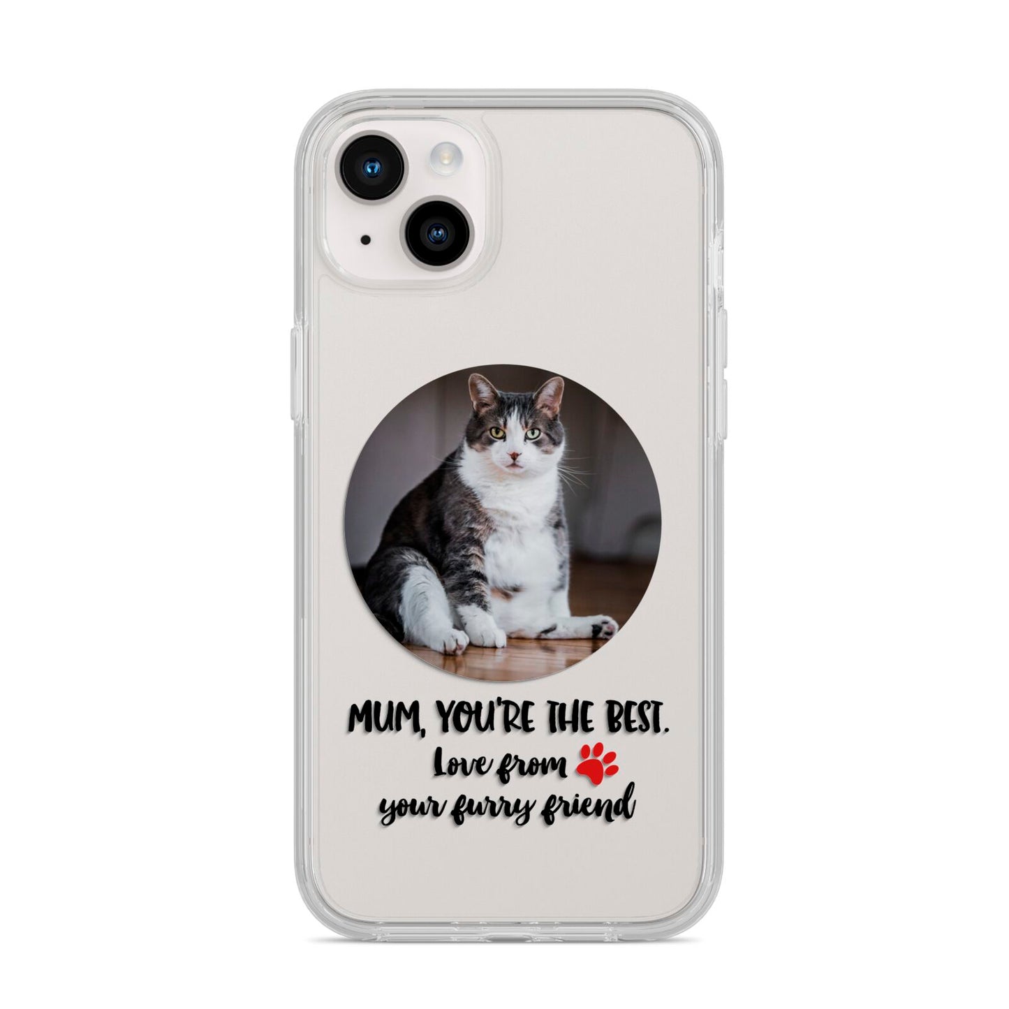 Personalised Photo Upload Cat Mum iPhone 14 Plus Clear Tough Case Starlight