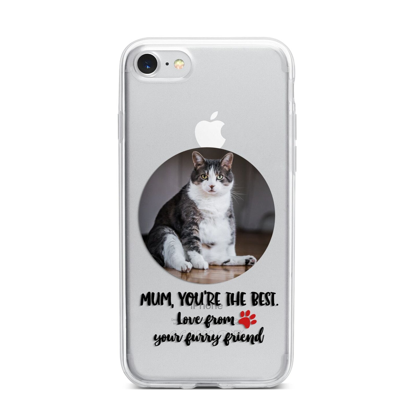 Personalised Photo Upload Cat Mum iPhone 7 Bumper Case on Silver iPhone