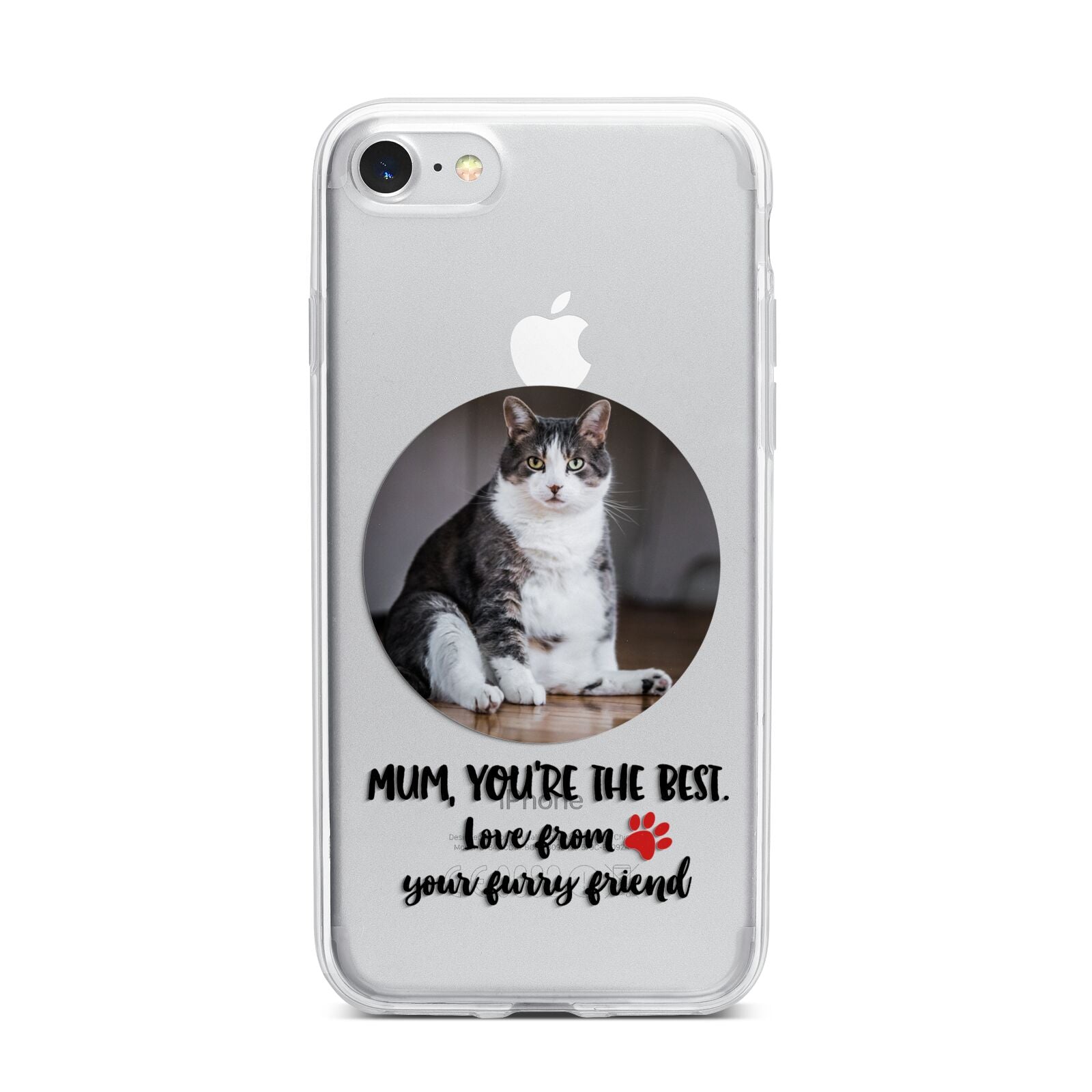 Personalised Photo Upload Cat Mum iPhone 7 Bumper Case on Silver iPhone