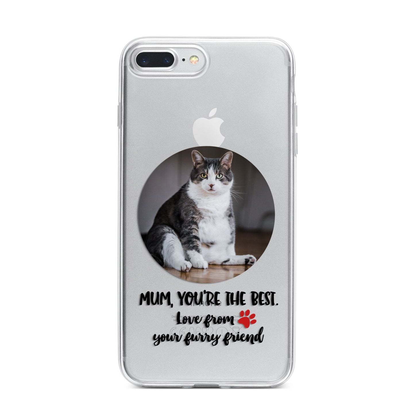 Personalised Photo Upload Cat Mum iPhone 7 Plus Bumper Case on Silver iPhone