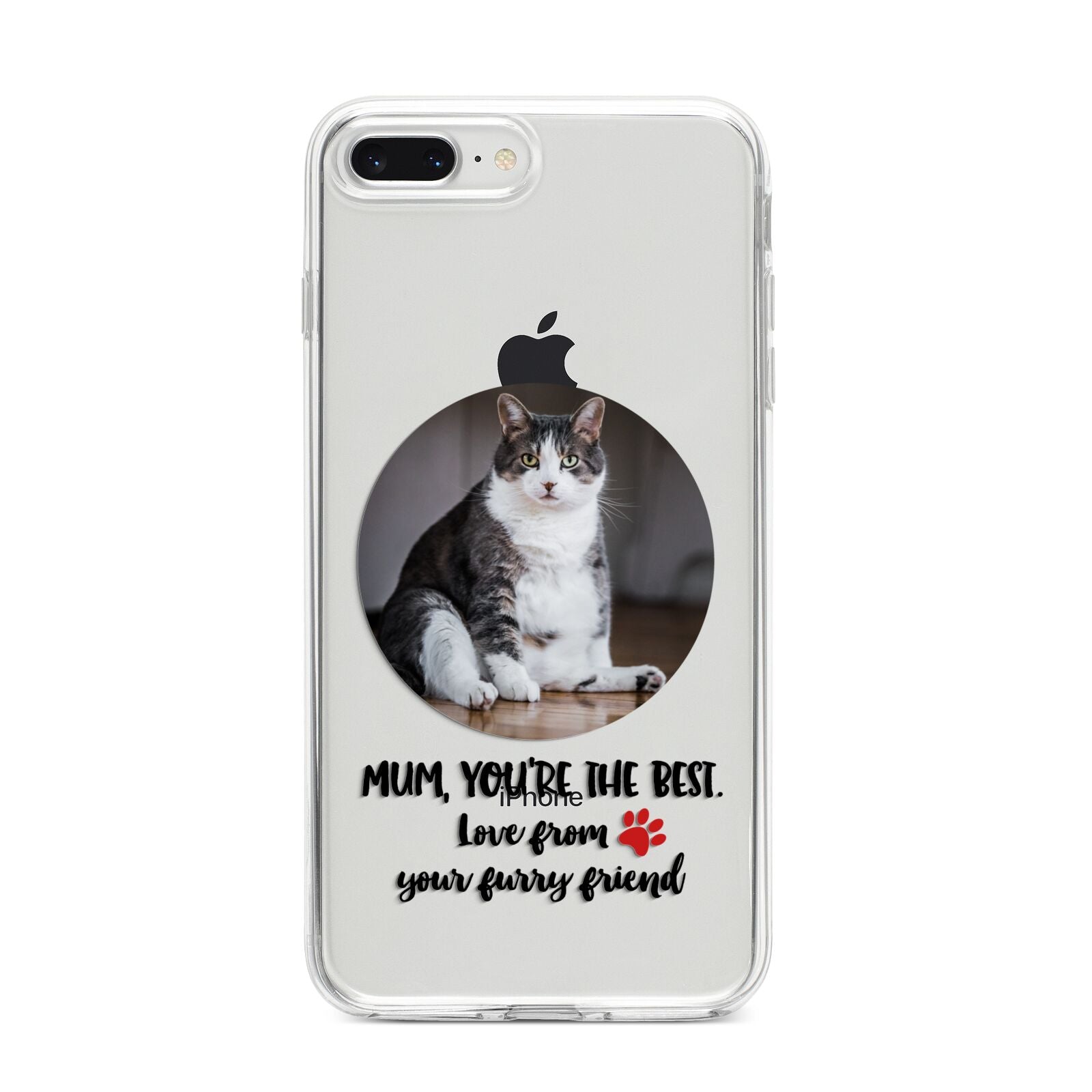 Personalised Photo Upload Cat Mum iPhone 8 Plus Bumper Case on Silver iPhone