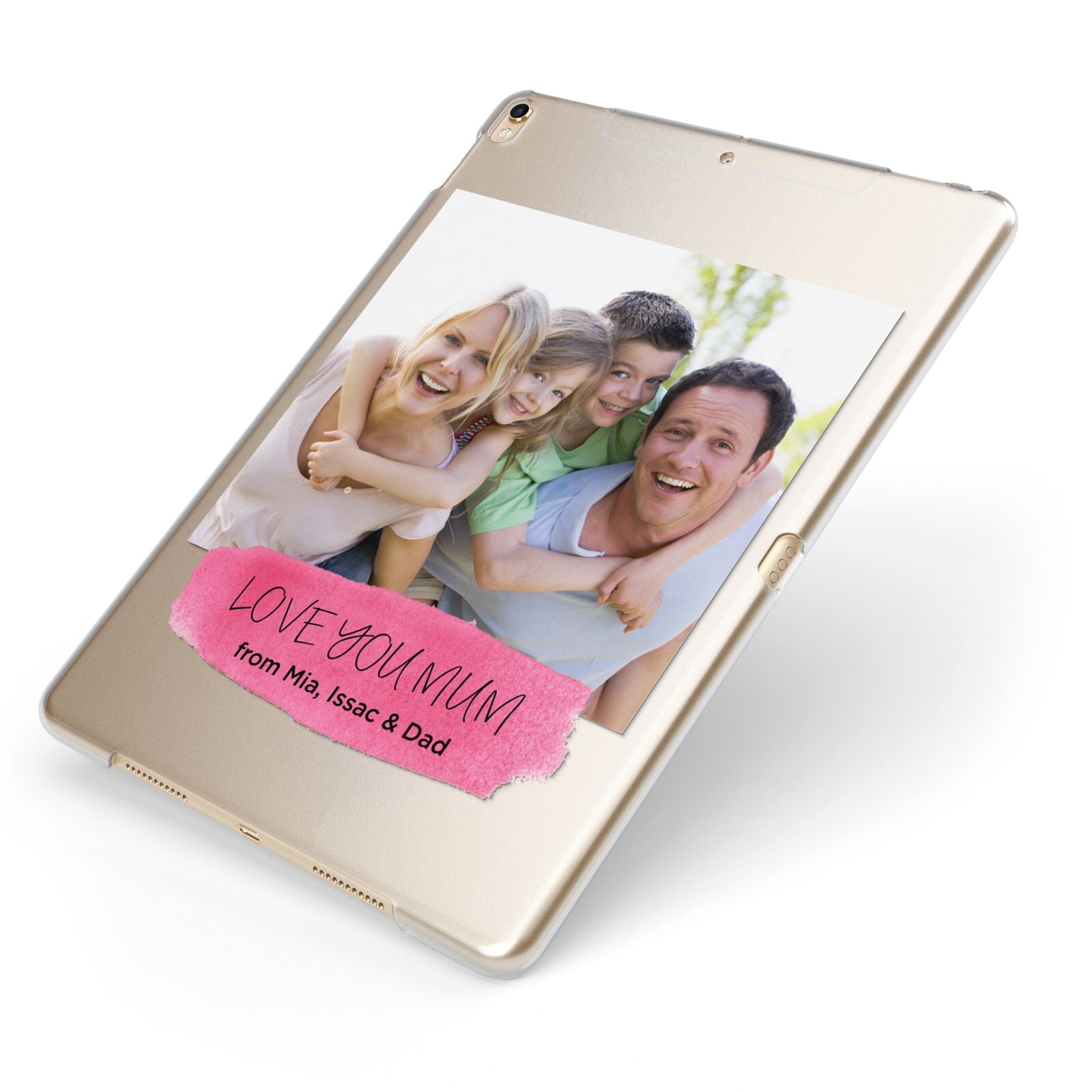 Personalised Photo Upload Mothers Day Apple iPad Case on Gold iPad Side View