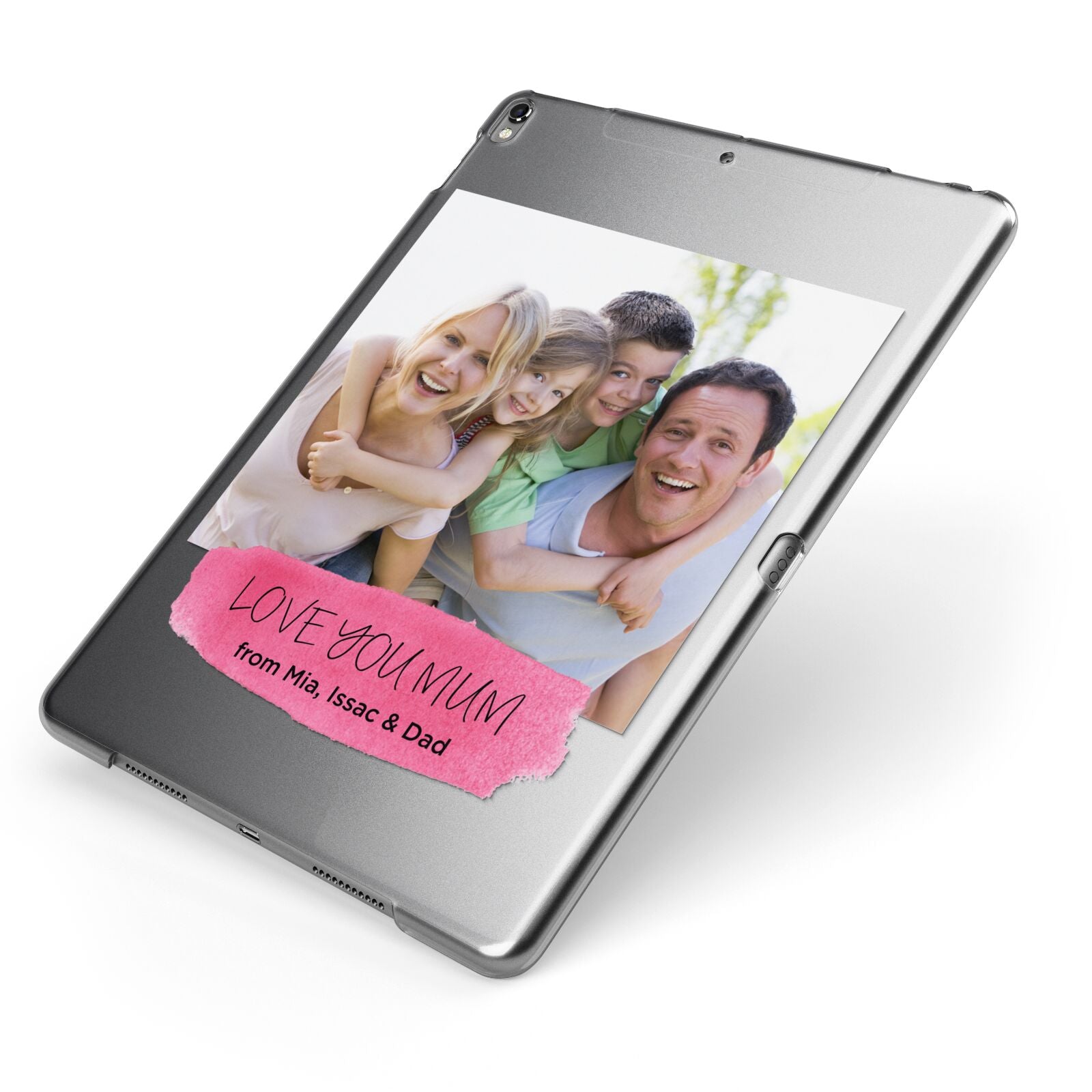 Personalised Photo Upload Mothers Day Apple iPad Case on Grey iPad Side View