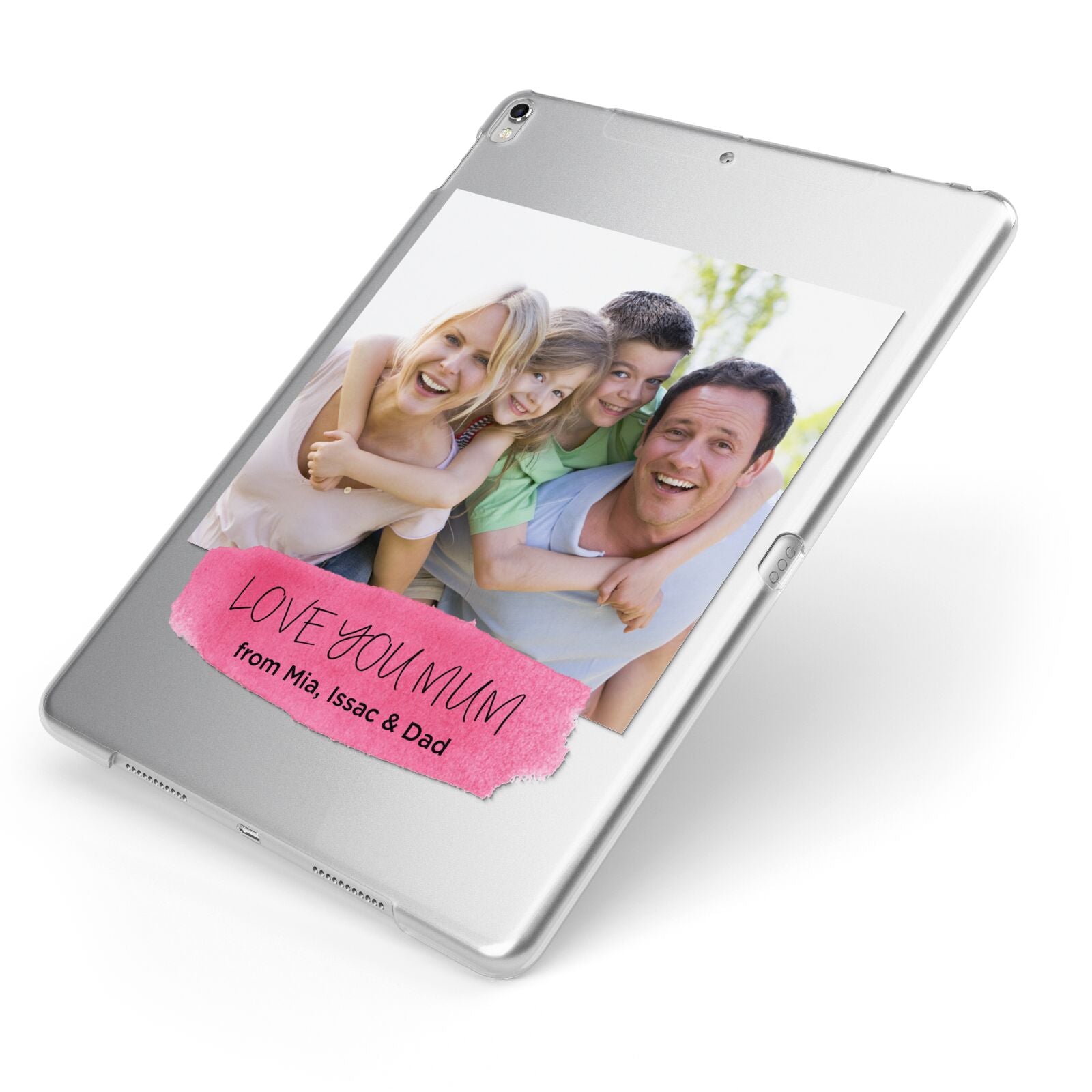 Personalised Photo Upload Mothers Day Apple iPad Case on Silver iPad Side View