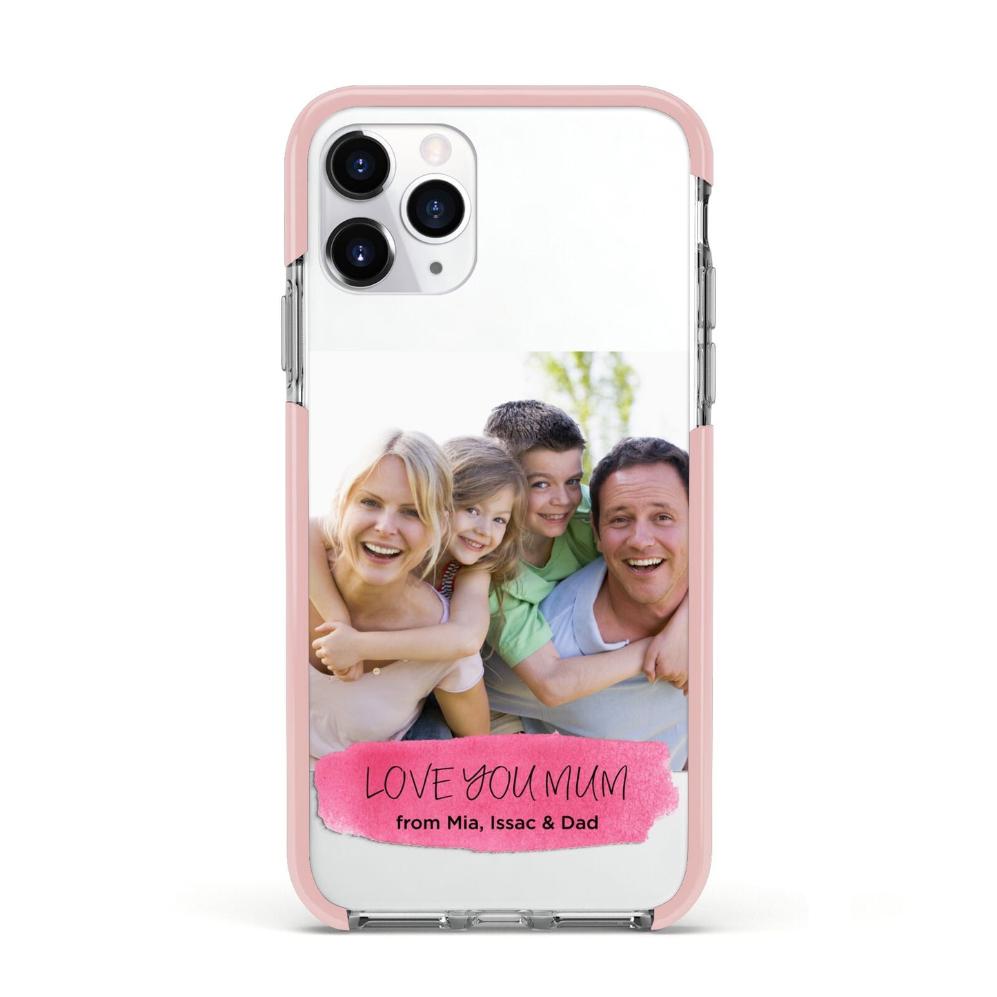 Personalised Photo Upload Mothers Day Apple iPhone 11 Pro in Silver with Pink Impact Case