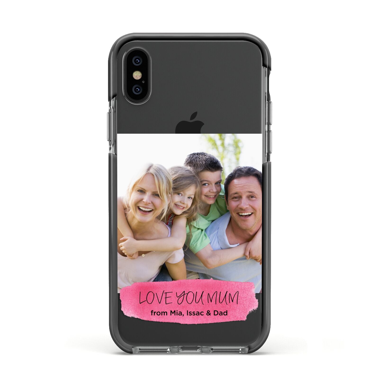 Personalised Photo Upload Mothers Day Apple iPhone Xs Impact Case Black Edge on Black Phone