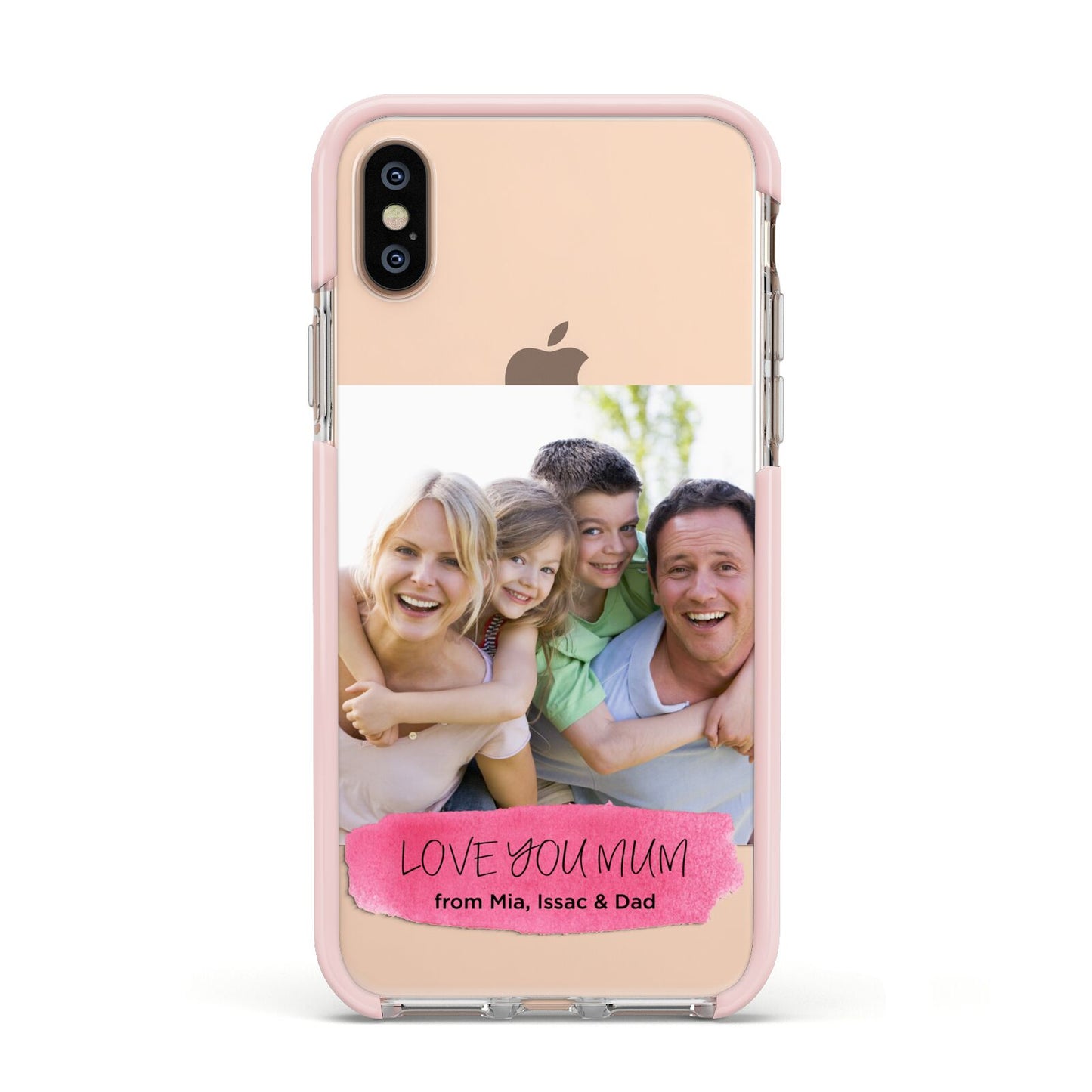 Personalised Photo Upload Mothers Day Apple iPhone Xs Impact Case Pink Edge on Gold Phone