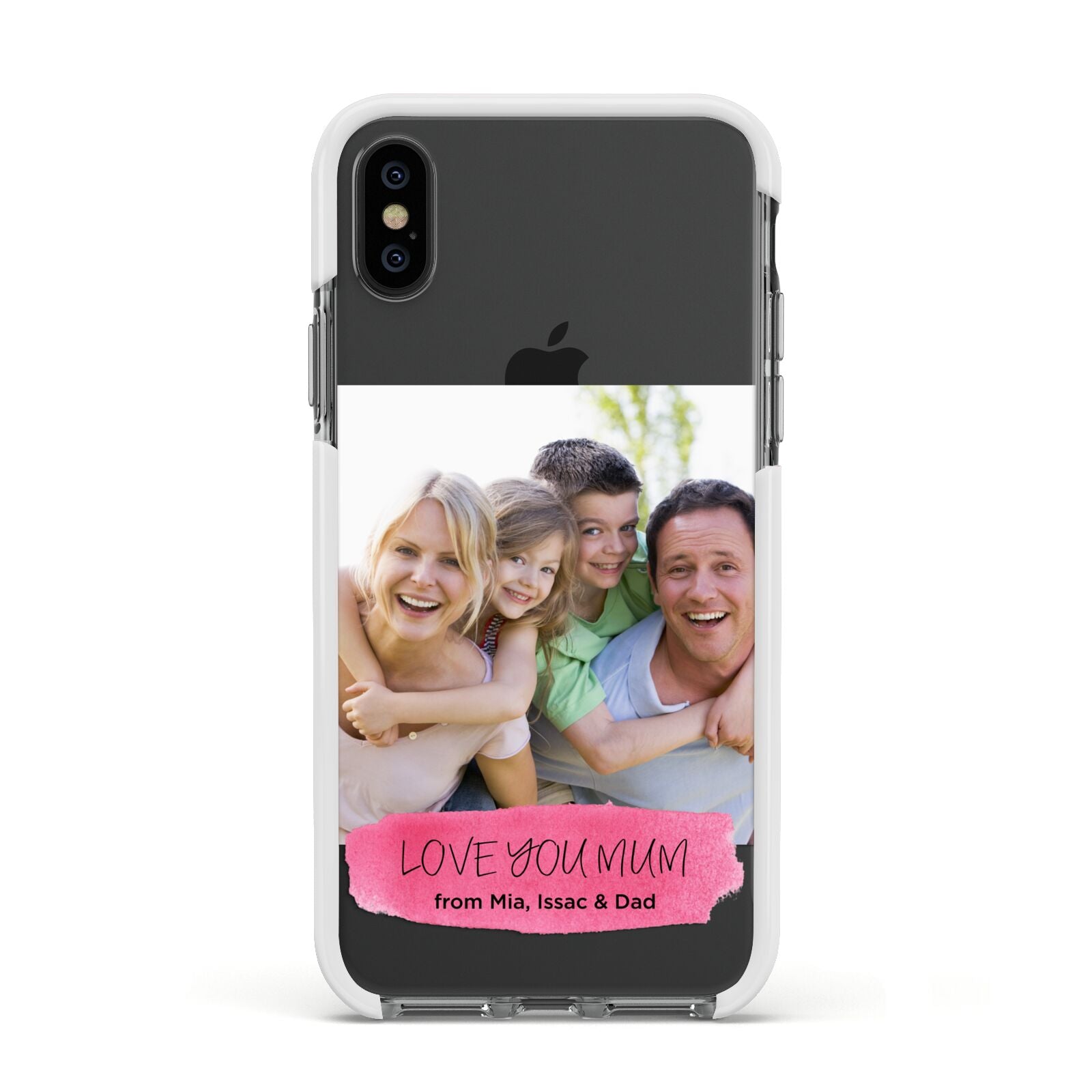 Personalised Photo Upload Mothers Day Apple iPhone Xs Impact Case White Edge on Black Phone