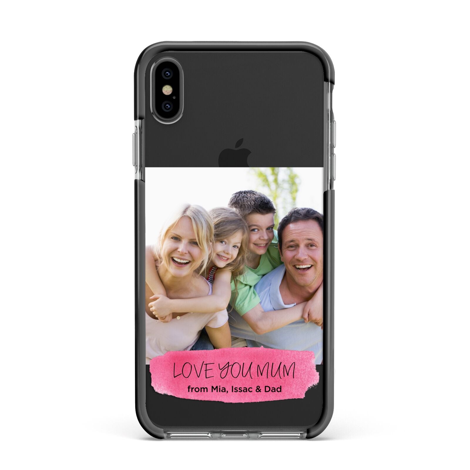 Personalised Photo Upload Mothers Day Apple iPhone Xs Max Impact Case Black Edge on Black Phone