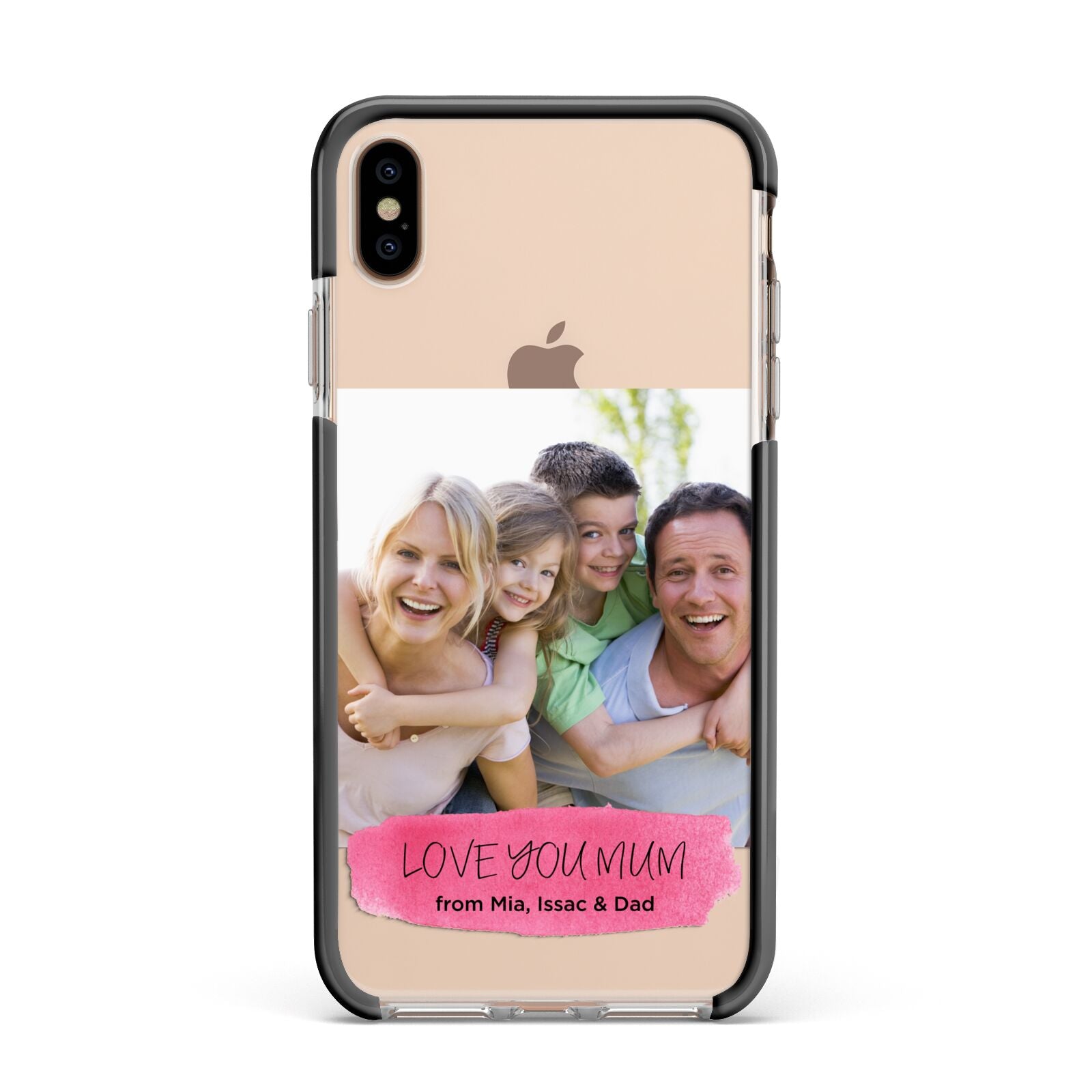 Personalised Photo Upload Mothers Day Apple iPhone Xs Max Impact Case Black Edge on Gold Phone