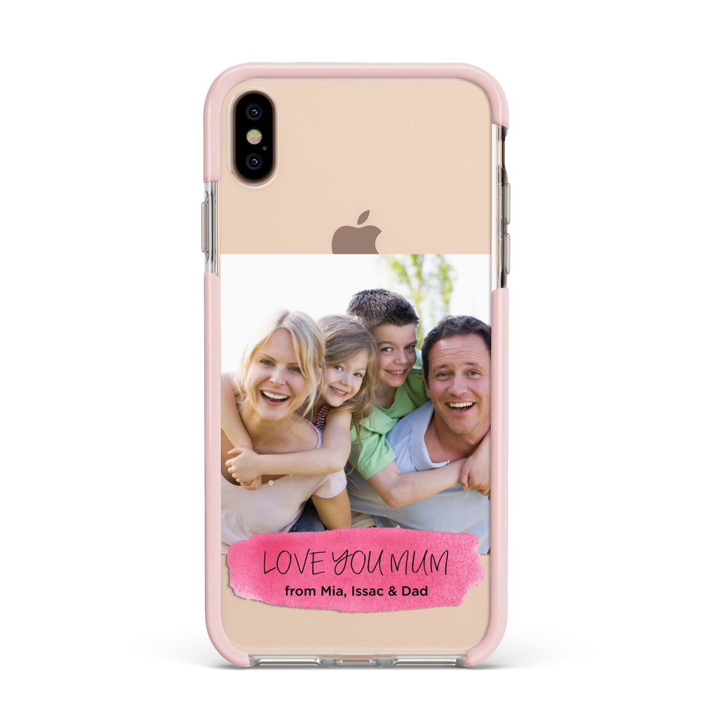 Personalised Photo Upload Mothers Day Apple iPhone Xs Max Impact Case Pink Edge on Gold Phone