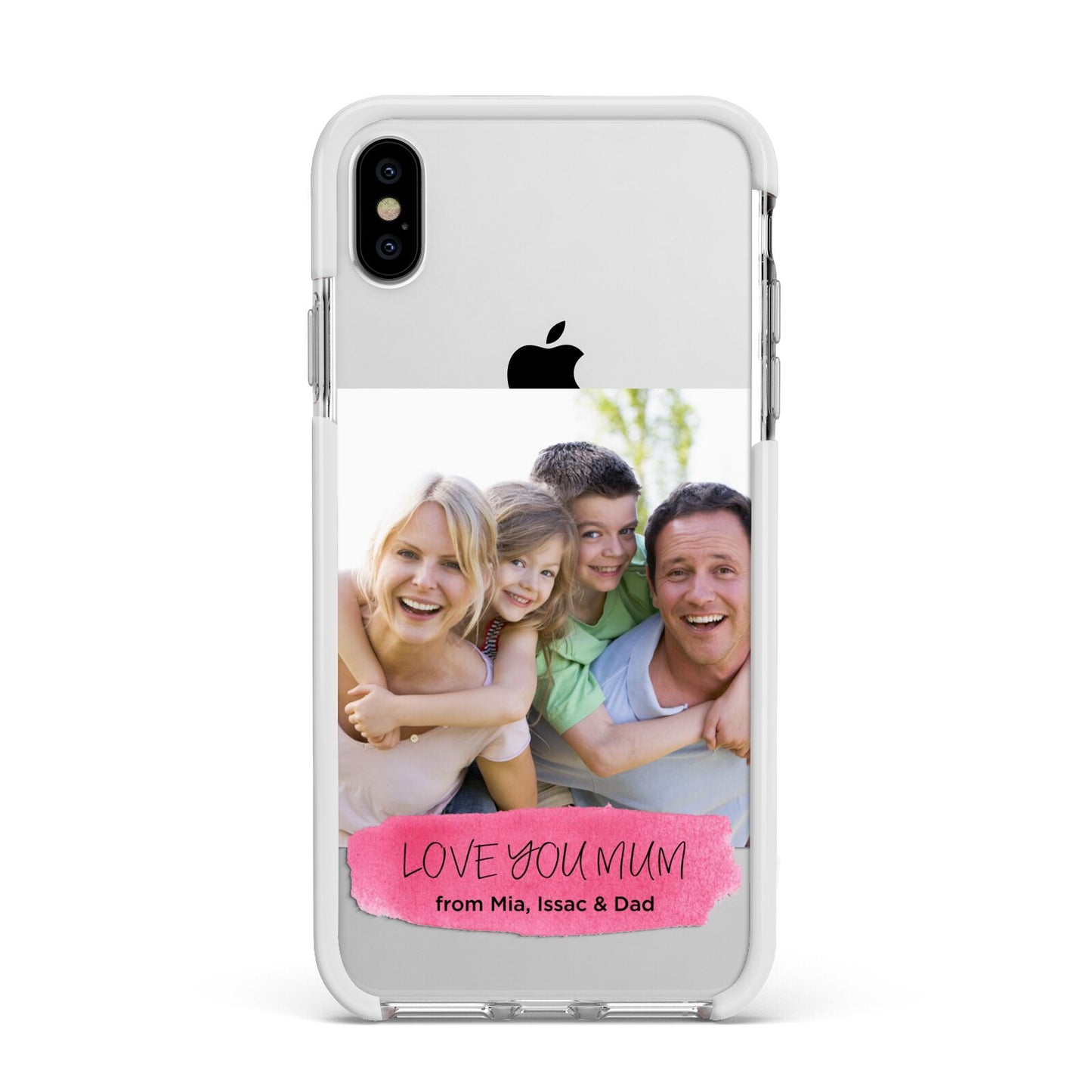 Personalised Photo Upload Mothers Day Apple iPhone Xs Max Impact Case White Edge on Silver Phone